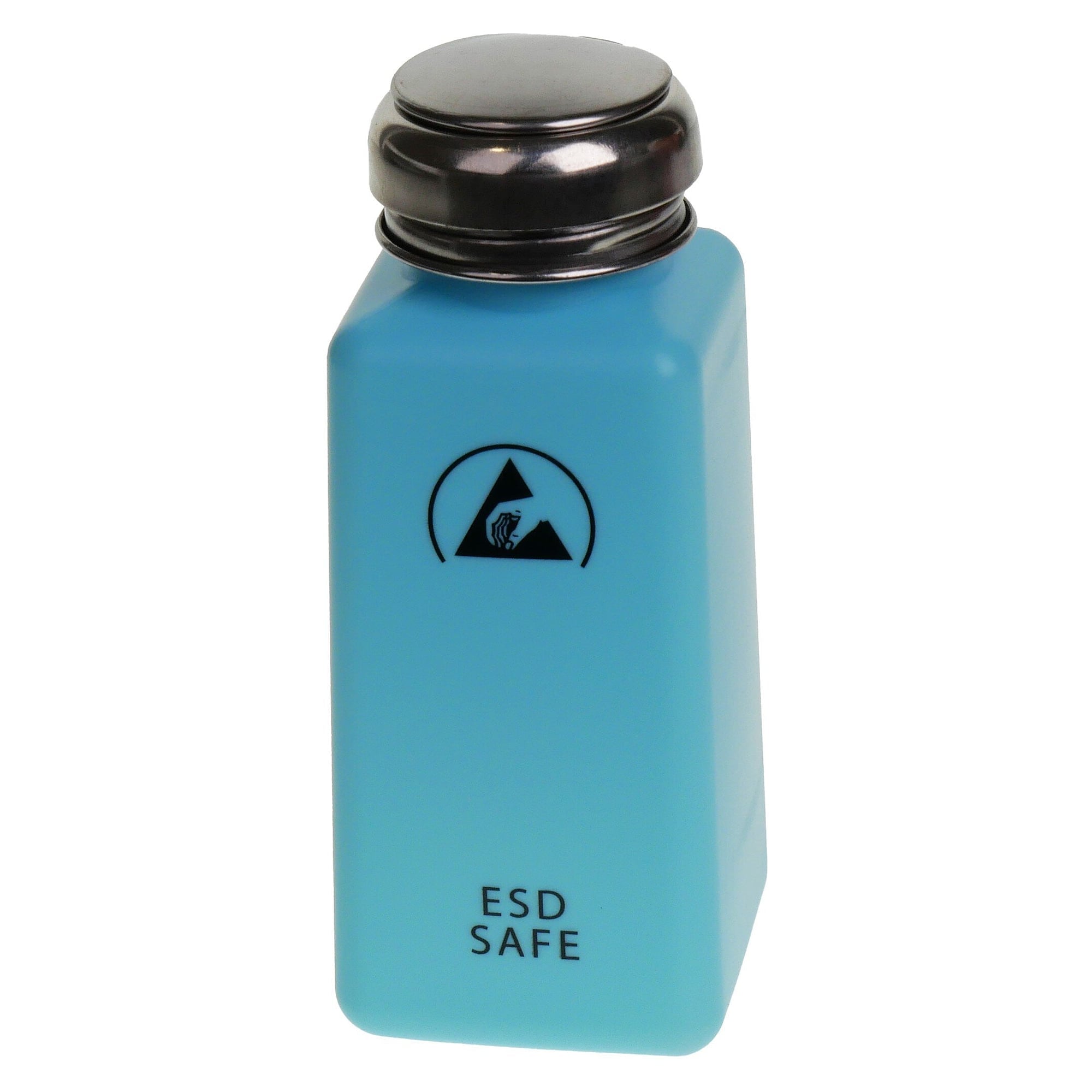 ESD Solvent Dispenser Bottle with Press Pump 230 ml (8 oz), Blue, Polyethylene - A1-ESD WL86222