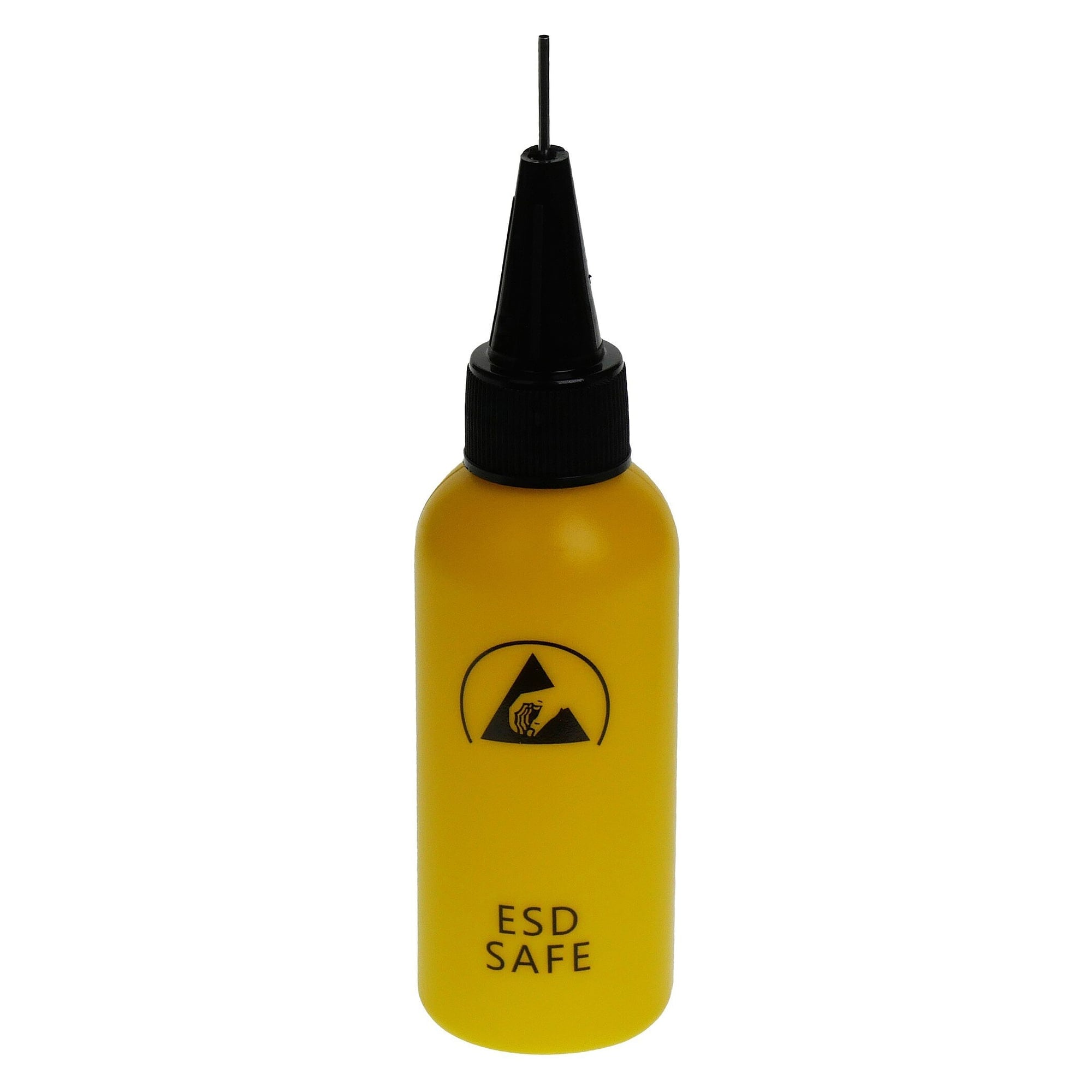 ESD dispensing bottle 60 ml with 16 gauge needle (1.194 mm), yellow, dissipative - A1-ESD WL86238