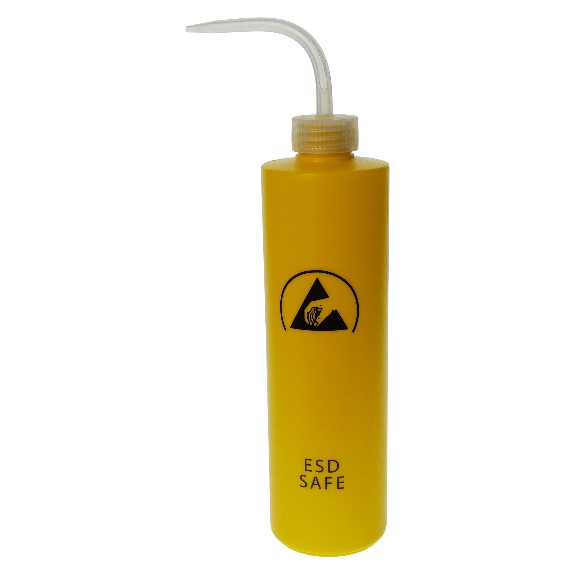 ESD wash bottle 500 ml in dissipative polyethylene, yellow, for EPA use - A1-ESD WL86242