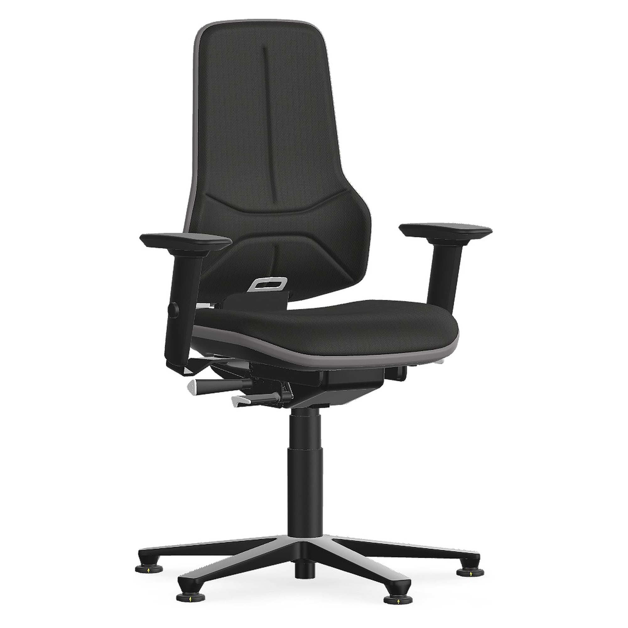 Siège de travail ESD charge lourde Neon XXL jusqu'à 180 kg, tissu Duotec noir, Flexband gris - Bimos 9575E-9801-3278-904