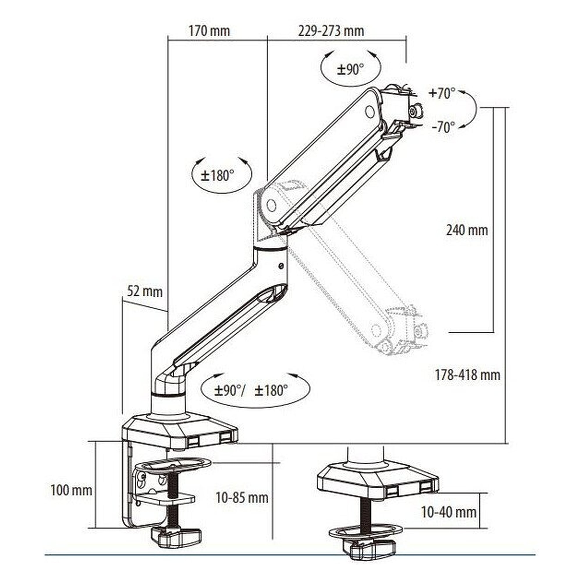 Articulated stand with tilt, pan and rotate function and 76 mm head holder, 62 cm - Euromex NZ.9047