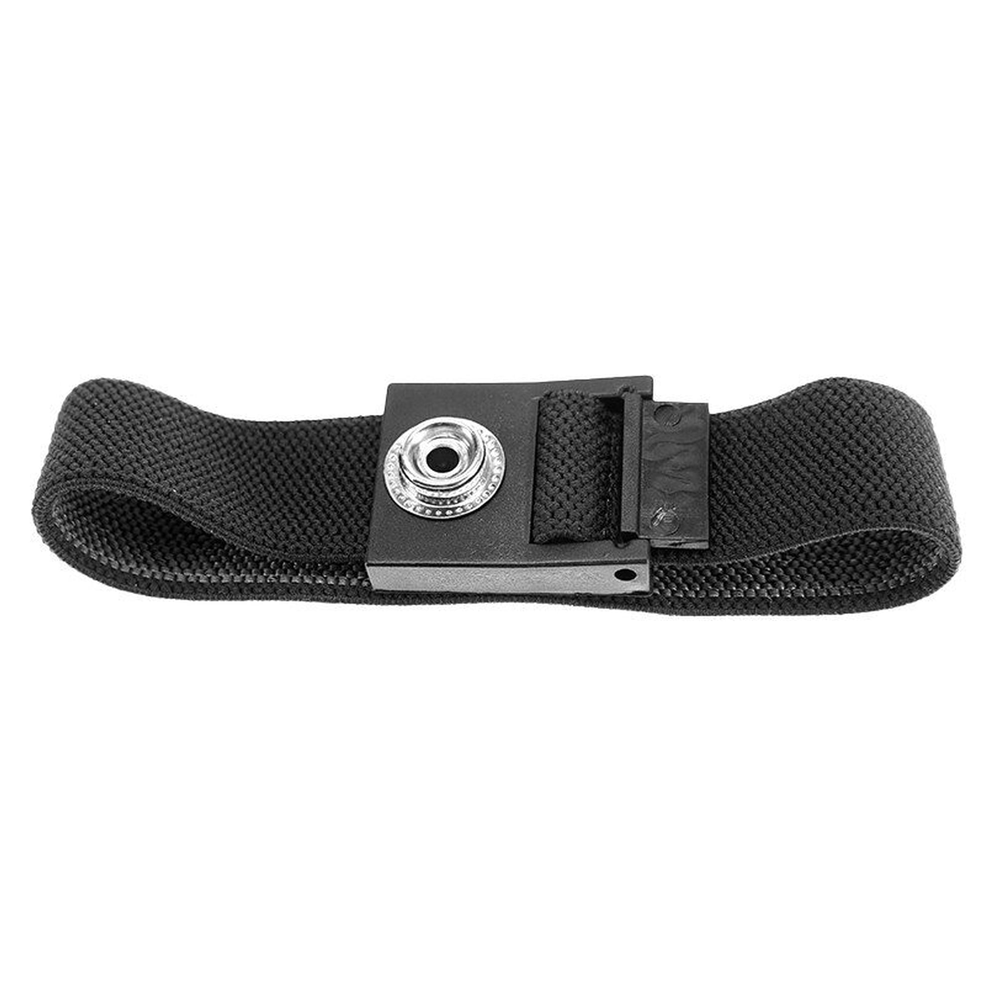 Bracelet ESD textile réglable, fibres argent et carbone, bouton-pression 10 mm, noir - Safeguard WL86487