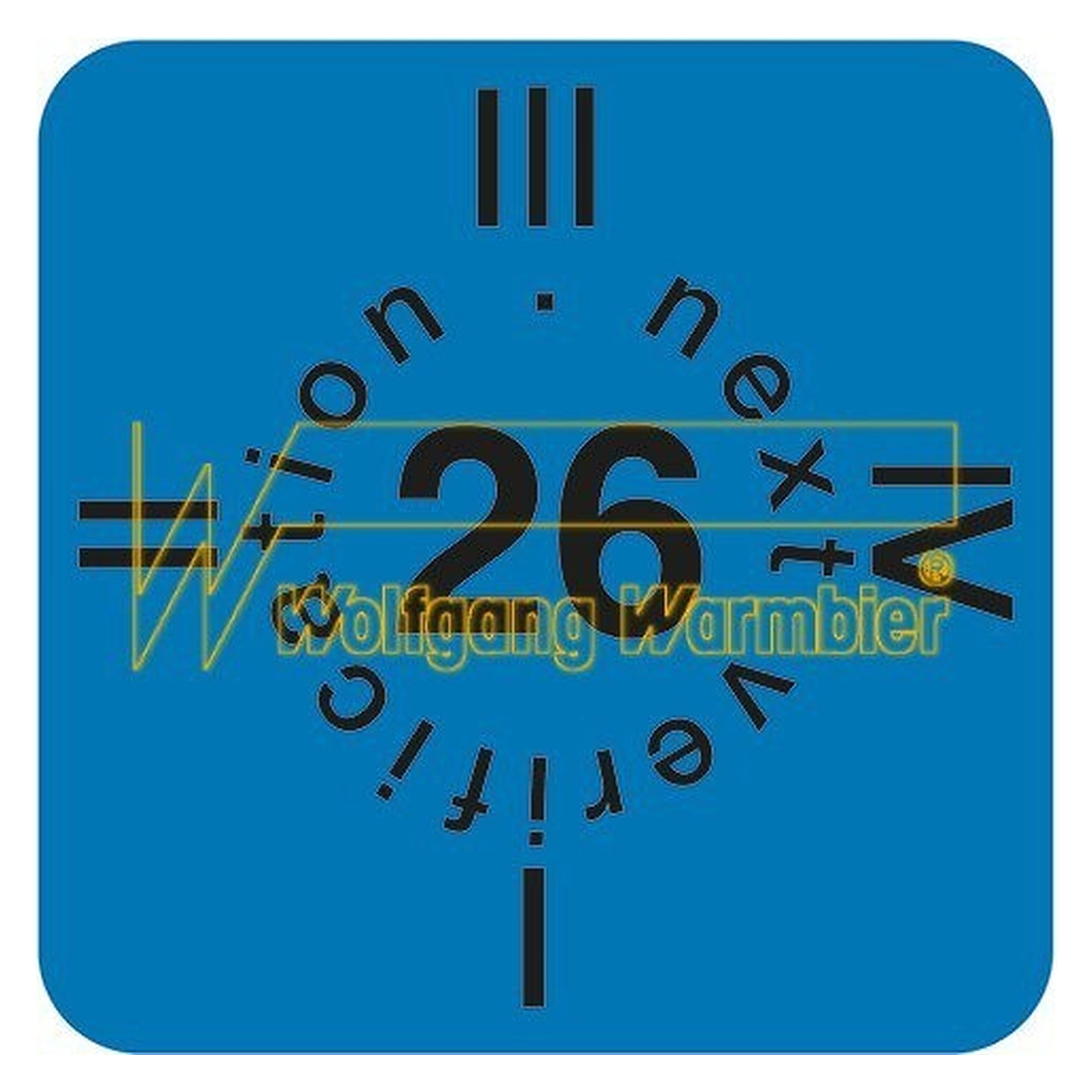 Fälligkeitsmarke Datumskleber ESD-Prüfung 2026, himmelblau, englisch, 15 x 15 mm - Warmbier 2850.6035.26.E