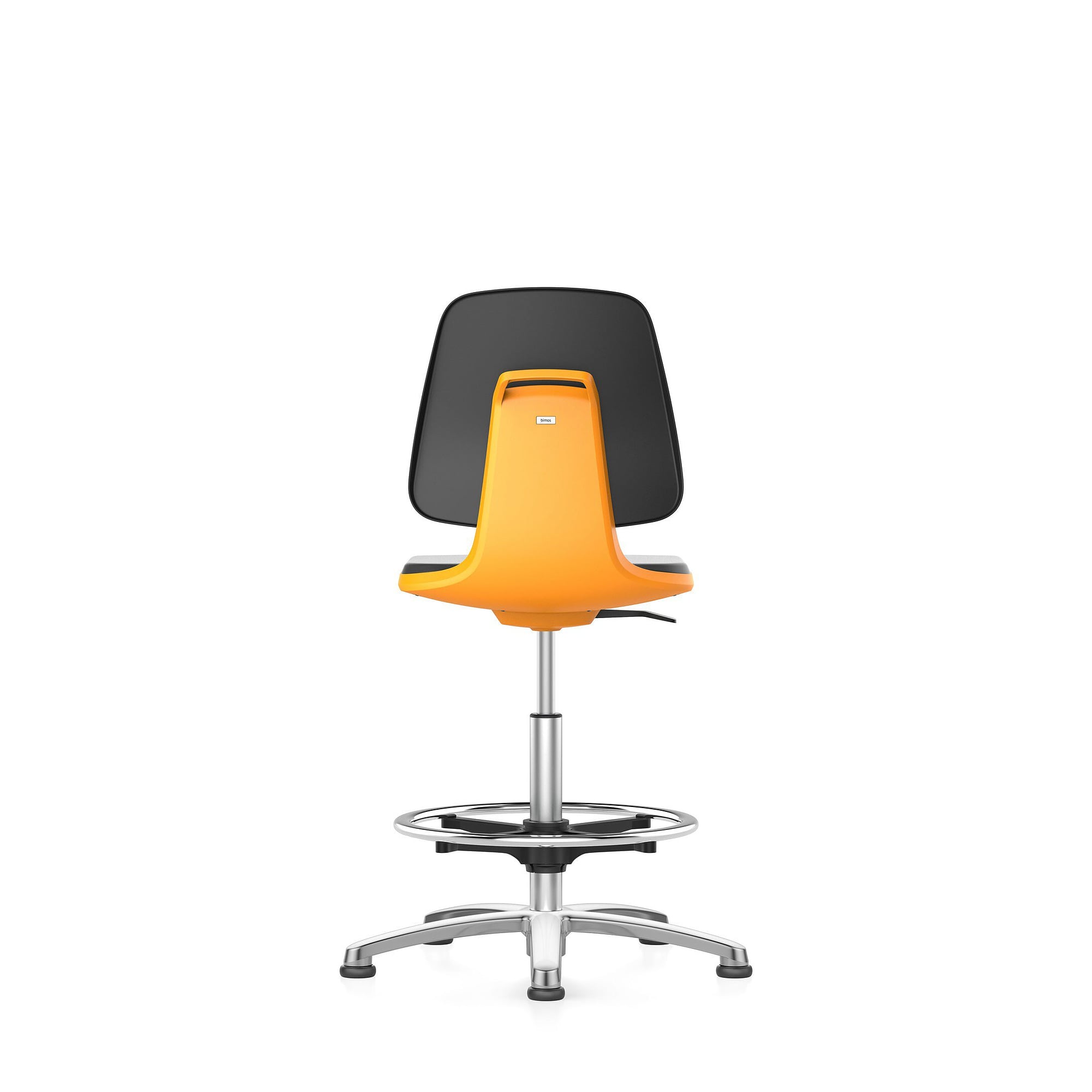 Labordrehstuhl LABSIT 3 mit Gleiter und Fußring, Kunstleder Magic, Sitzschale orange - Bimos 9121-MG01-3279