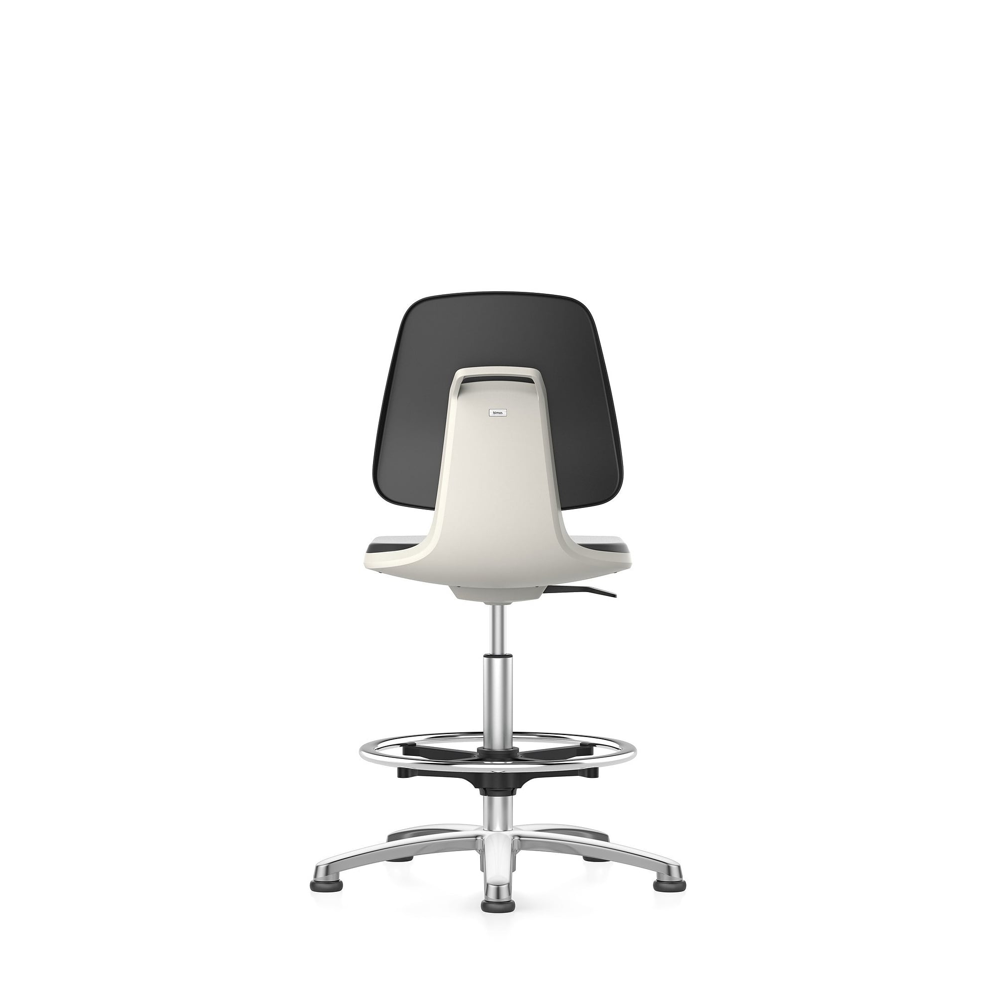 Labordrehstuhl LABSIT 3 mit Gleiter und Fußring, Kunstleder Magic, Sitzschale weiß - Bimos 9121-MG01-3403