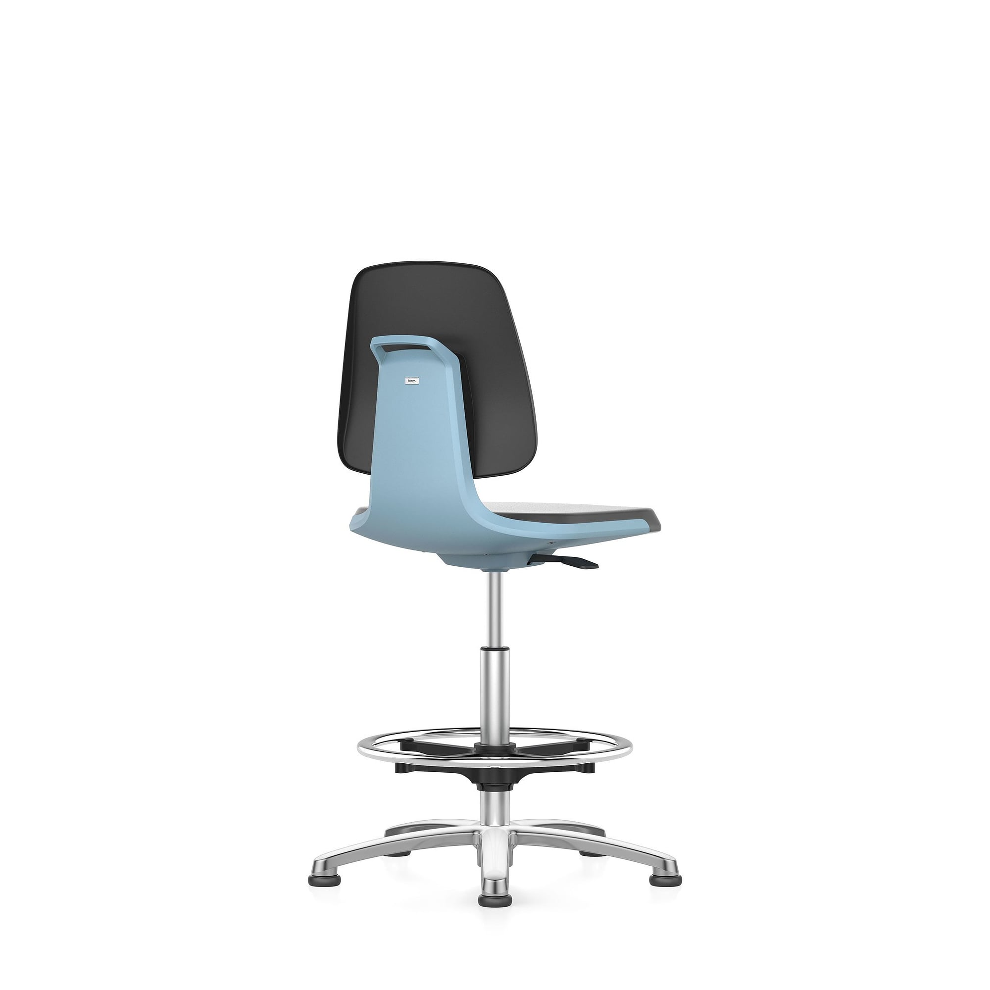 LABSIT 3 laboratory chair with glides and foot ring, Supertec, blue shell - Bimos 9121-SP01-3277
