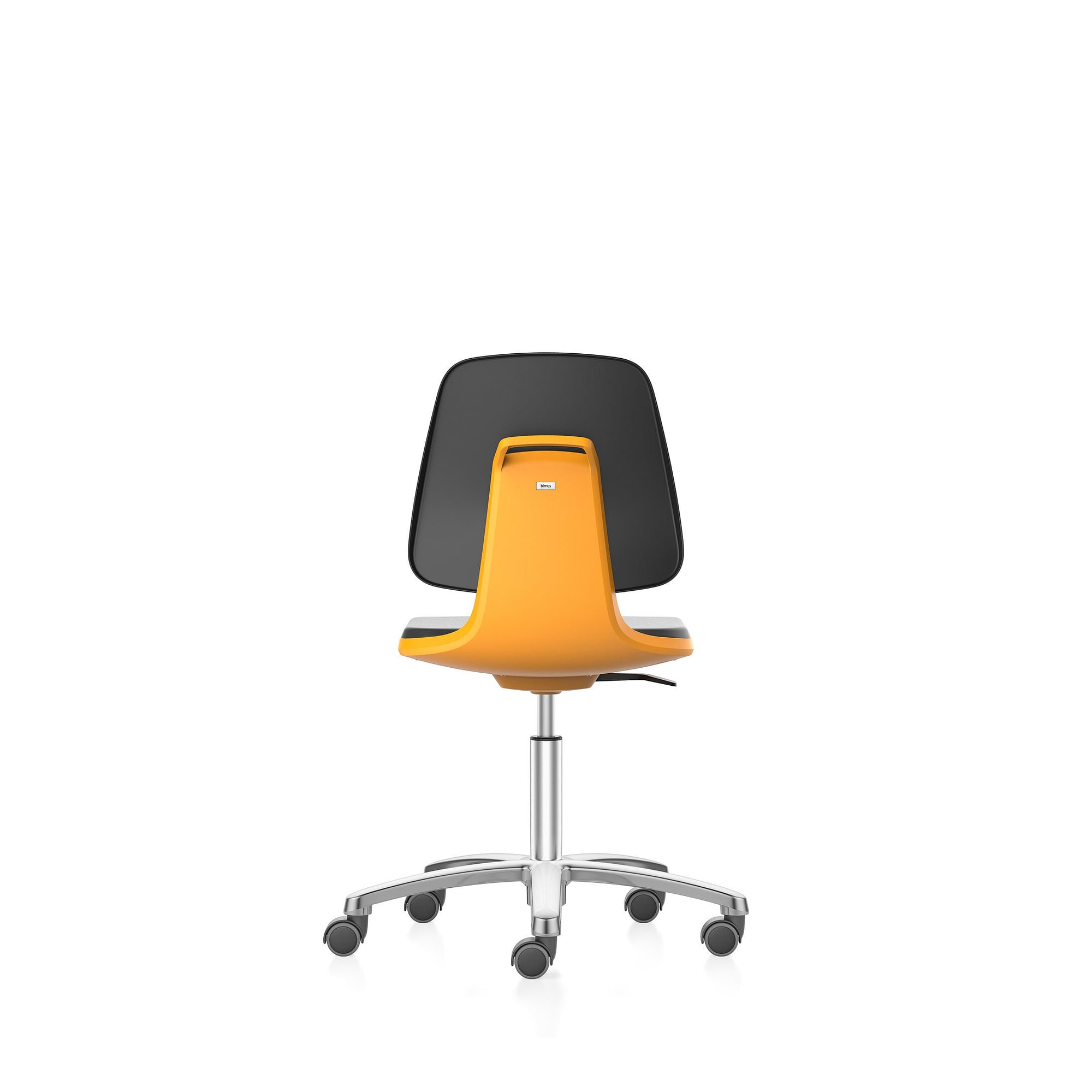 Labordrehstuhl LABSIT 2 mit Rollen, Stoff Lucia orange, Sitzhöhe 450-650 mm, Lehne 420 mm - Bimos 9123-5800-3279