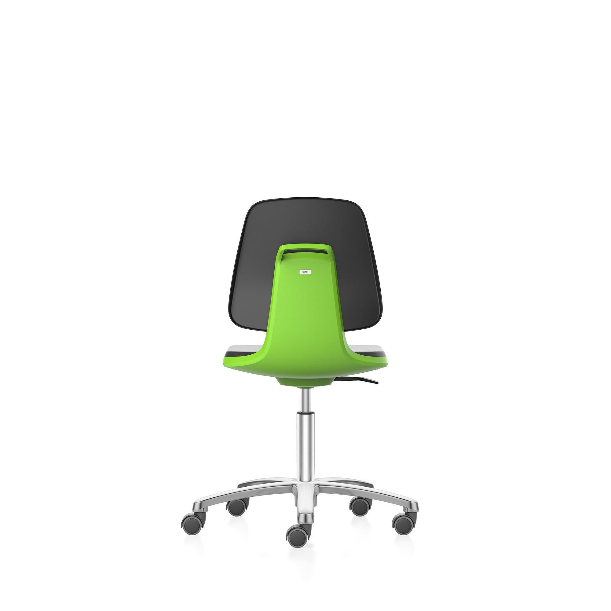 Labordrehstuhl LABSIT 2 mit Rollen, Stoff Lucia grün, Sitzhöhe 450-650 mm, Lehne 420 mm - Bimos 9123-5800-3280
