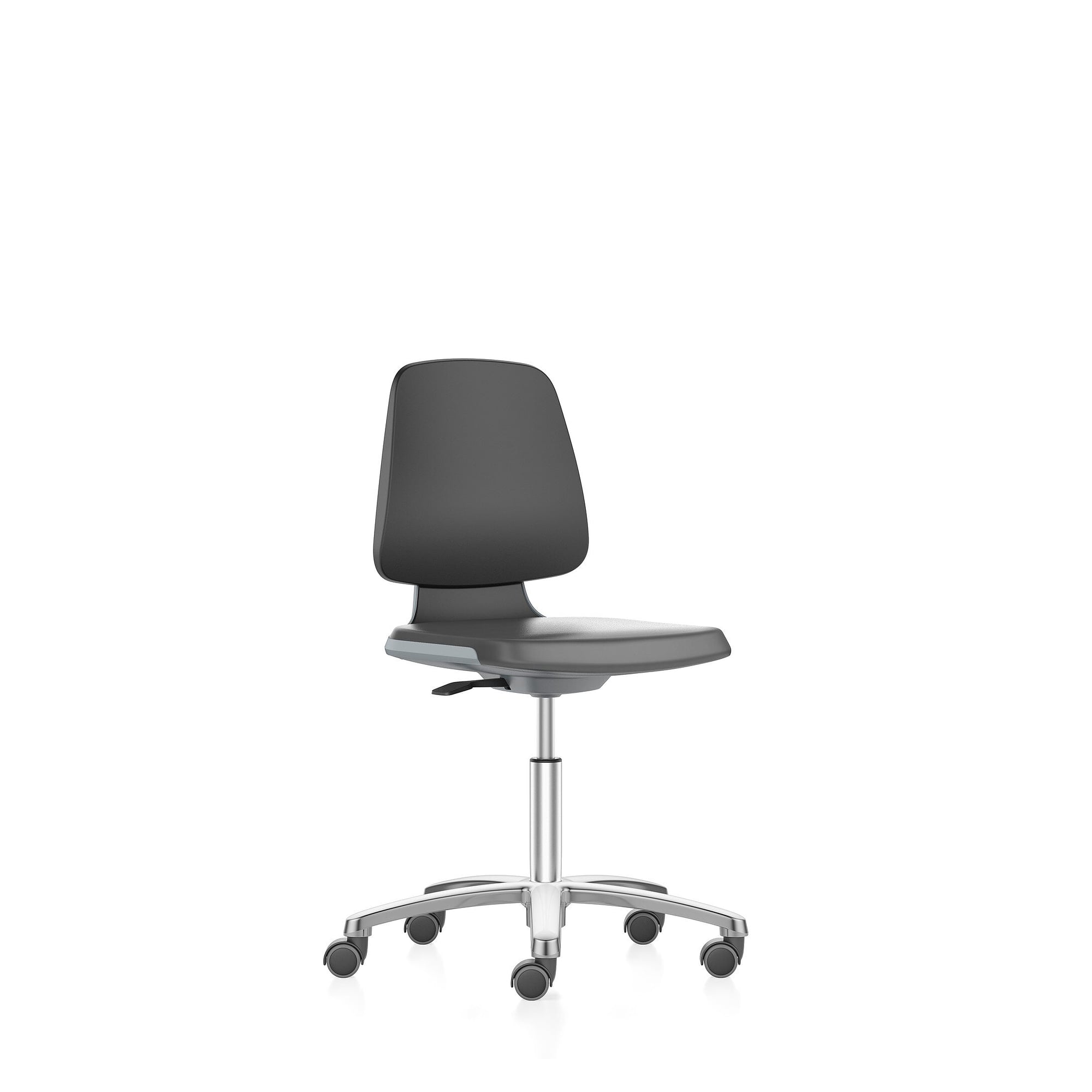 Labordrehstuhl LABSIT 2 mit Rollen, Stoff Lucia anthrazit, Sitzhöhe 450-650 mm, Lehne 420 mm - Bimos 9123-5800-3285