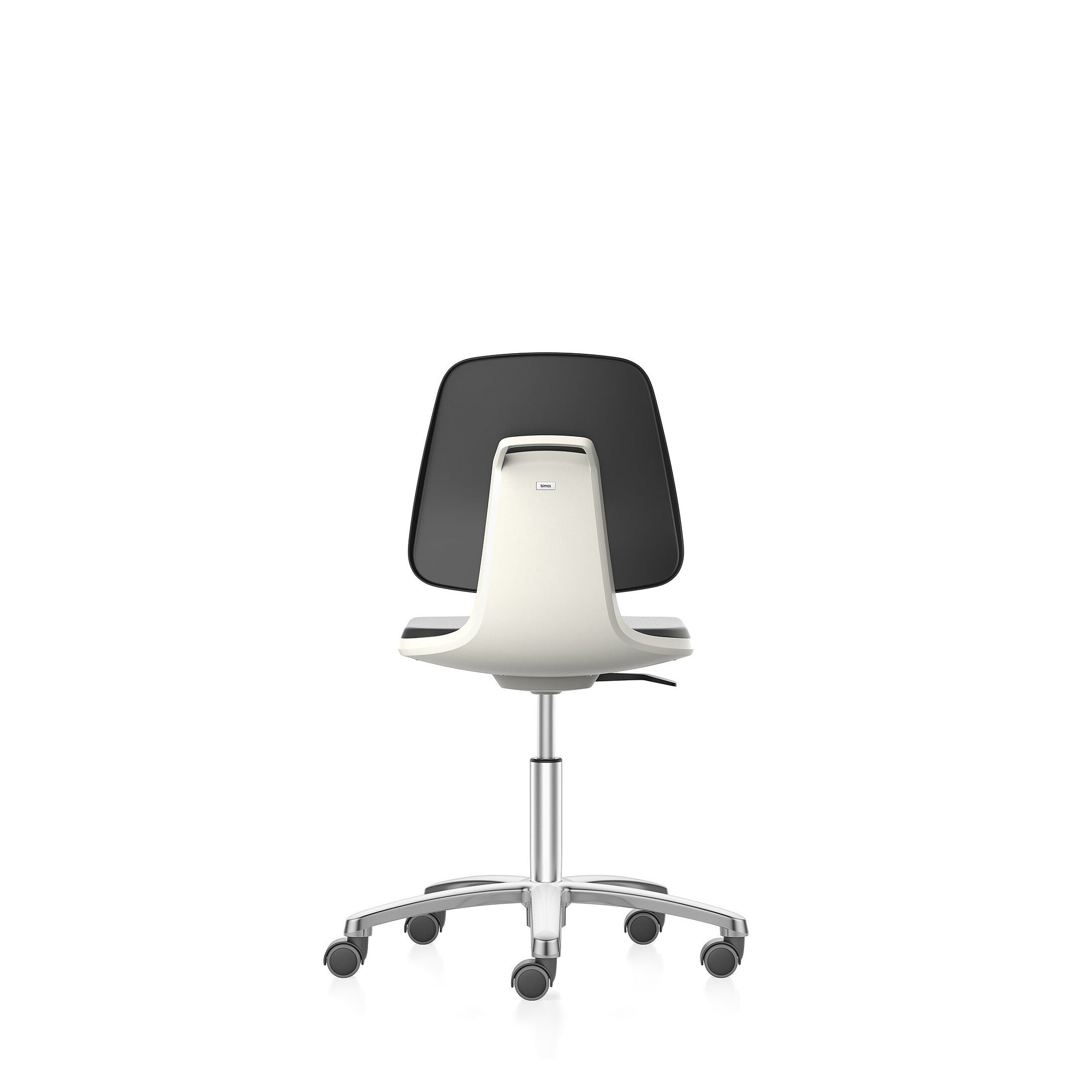 Labordrehstuhl LABSIT 2 mit Rollen, Stoff Lucia weiß, Sitzhöhe 450-650 mm, Lehne 420 mm - Bimos 9123-5800-3403