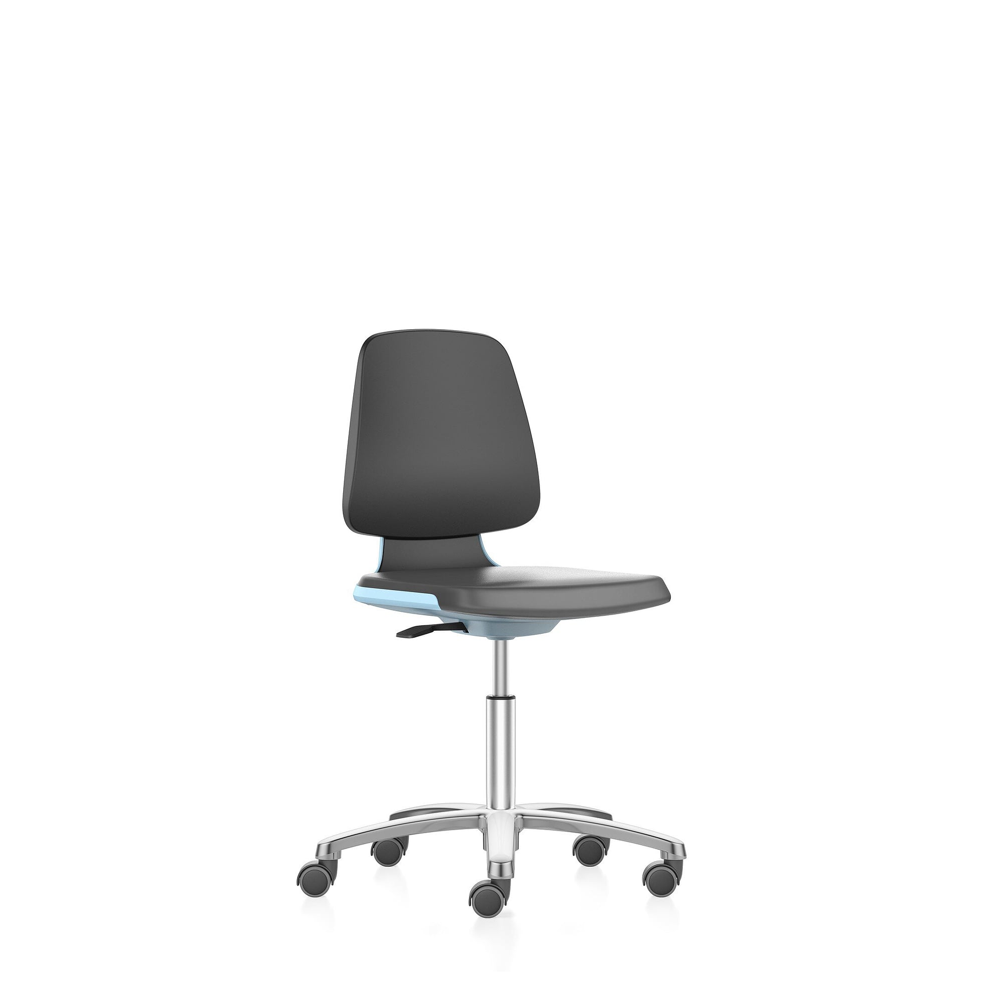 Labordrehstuhl LABSIT 2 mit Rollen, Kunstleder Magic blau, Sitzhöhe 450-650 mm, Lehne 420 mm - Bimos 9123-MG01-3277