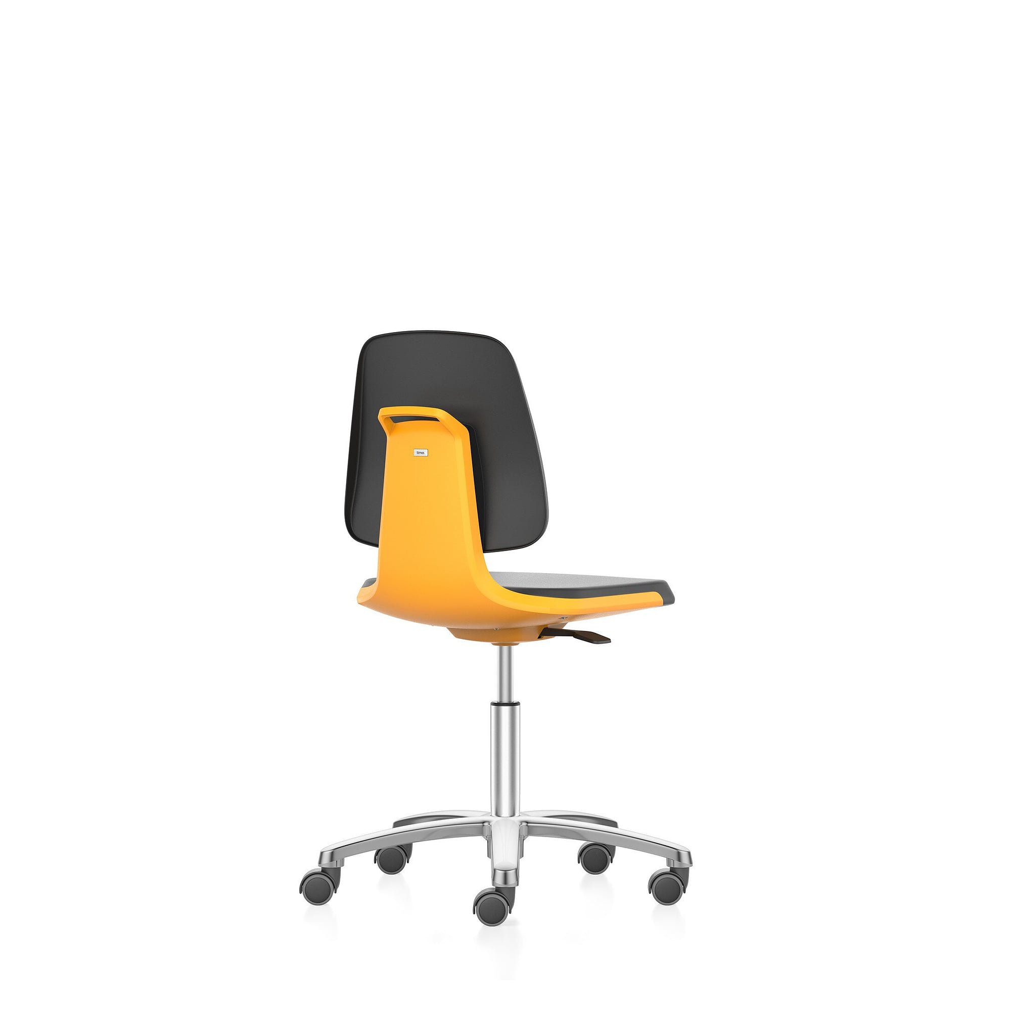 Labordrehstuhl LABSIT 2 mit Rollen, Kunstleder Magic orange, Sitzhöhe 450-650 mm, Lehne 420 mm - Bimos 9123-MG01-3279