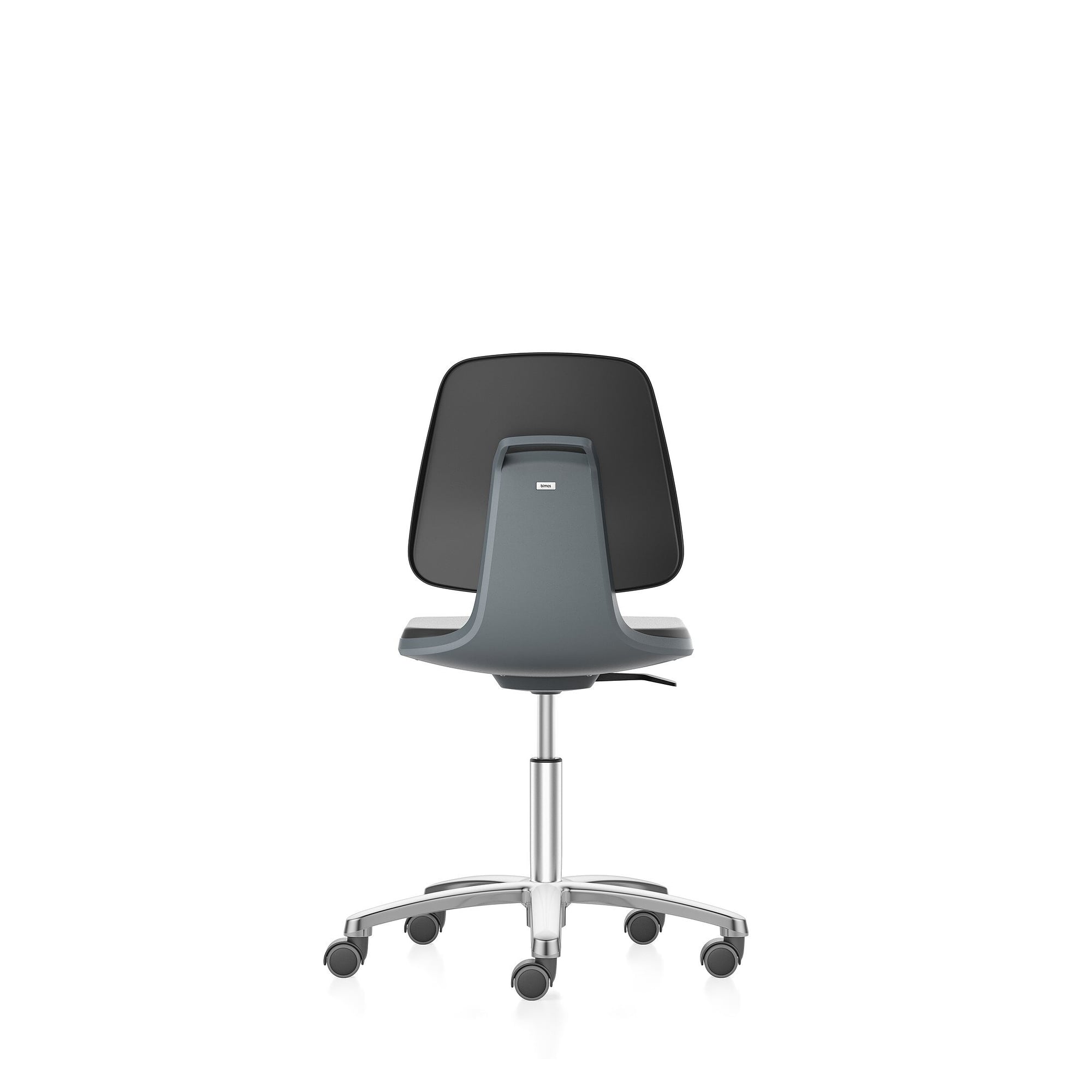 Siège de laboratoire LABSIT 2 à roulettes, similicuir Magic anthracite, assise 450-650 mm - Bimos 9123-MG01-3285