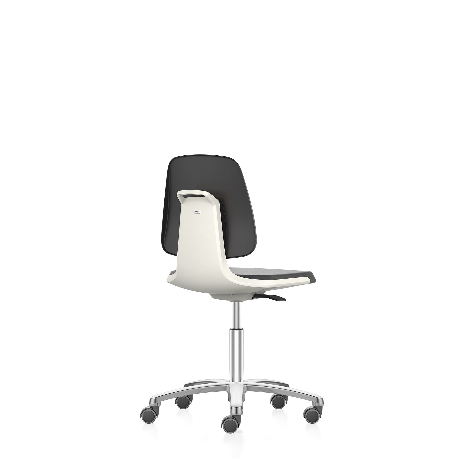 Labordrehstuhl LABSIT 2 mit Rollen, Supertec weiß, Sitzhöhe 450-650 mm - Bimos 9123-SP01-3403