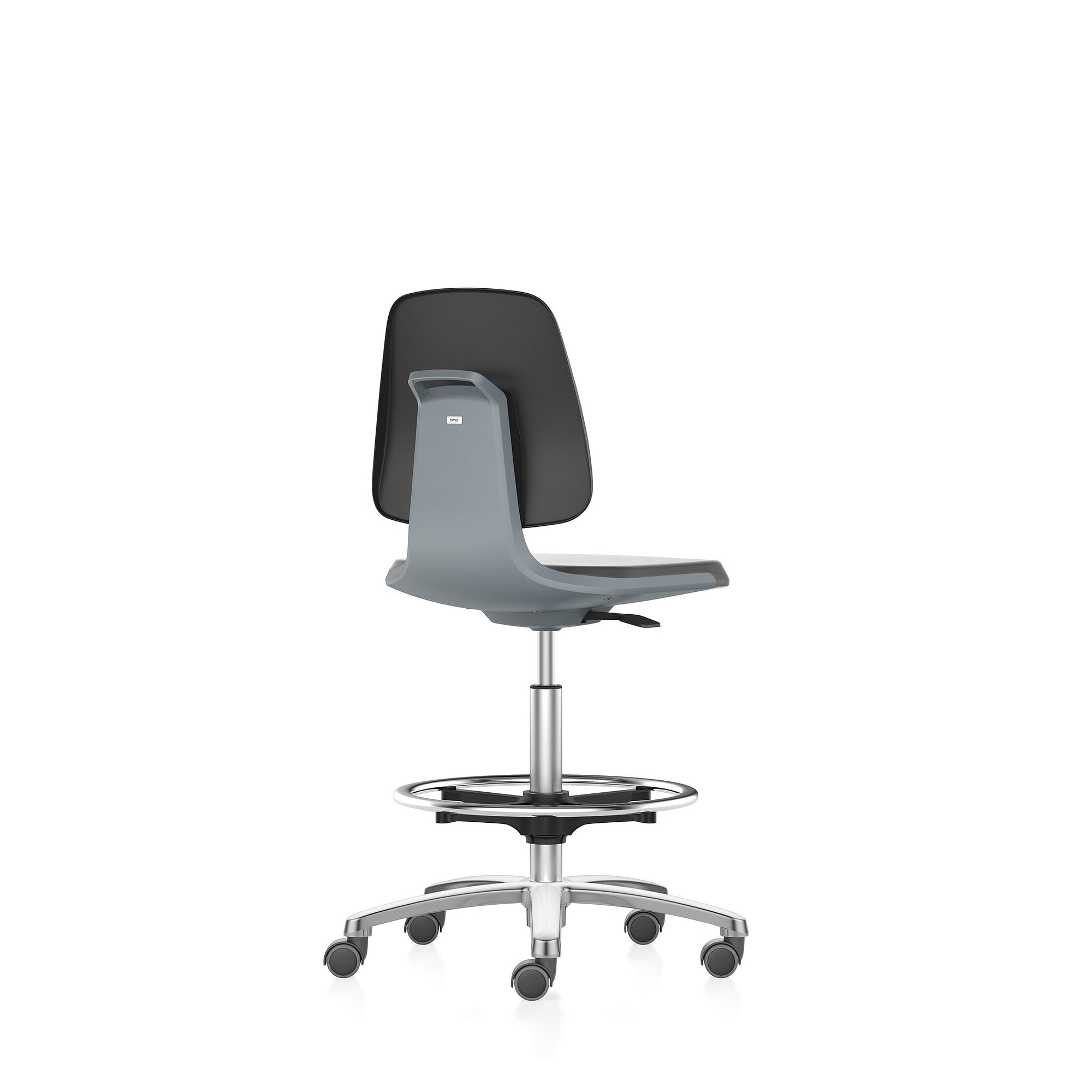 Siège de laboratoire LABSIT 4 à roulettes assise-stop et repose-pieds, Supertec, coque anthracite - Bimos 9125-SP01-3285
