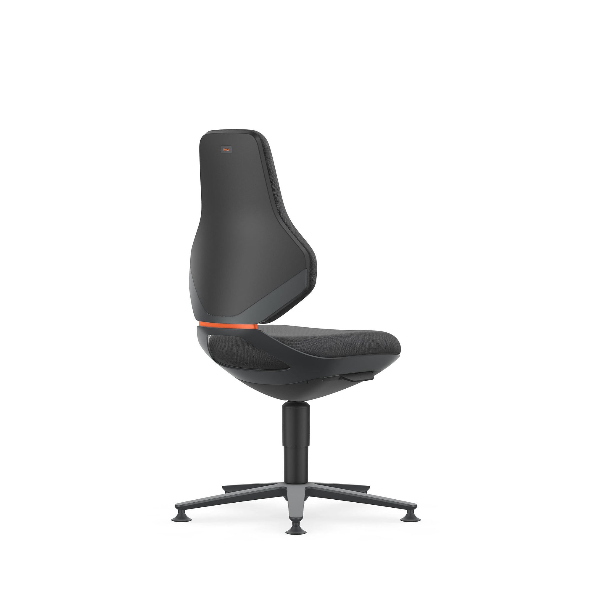 Arbeitsdrehstuhl TEXON 1 mit Gleitern, Supertec schwarz, Sitzhöhe 450-620 mm - Bimos 9170-SP01