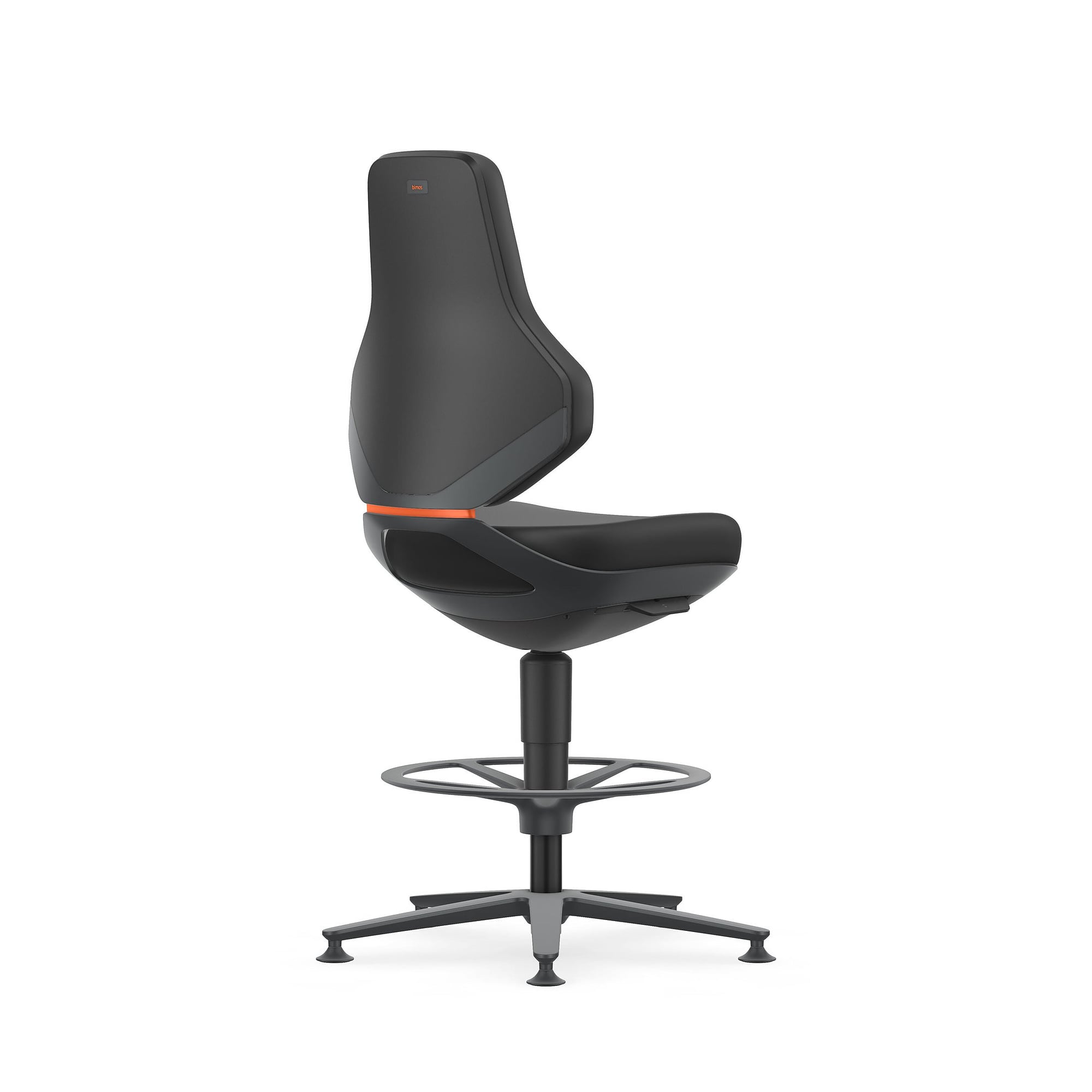 Arbeitsdrehstuhl TEXON 3 mit Gleitern und Fußring, Skintec schwarz, Sitzhöhe 570-810 mm - Bimos 9171-4000