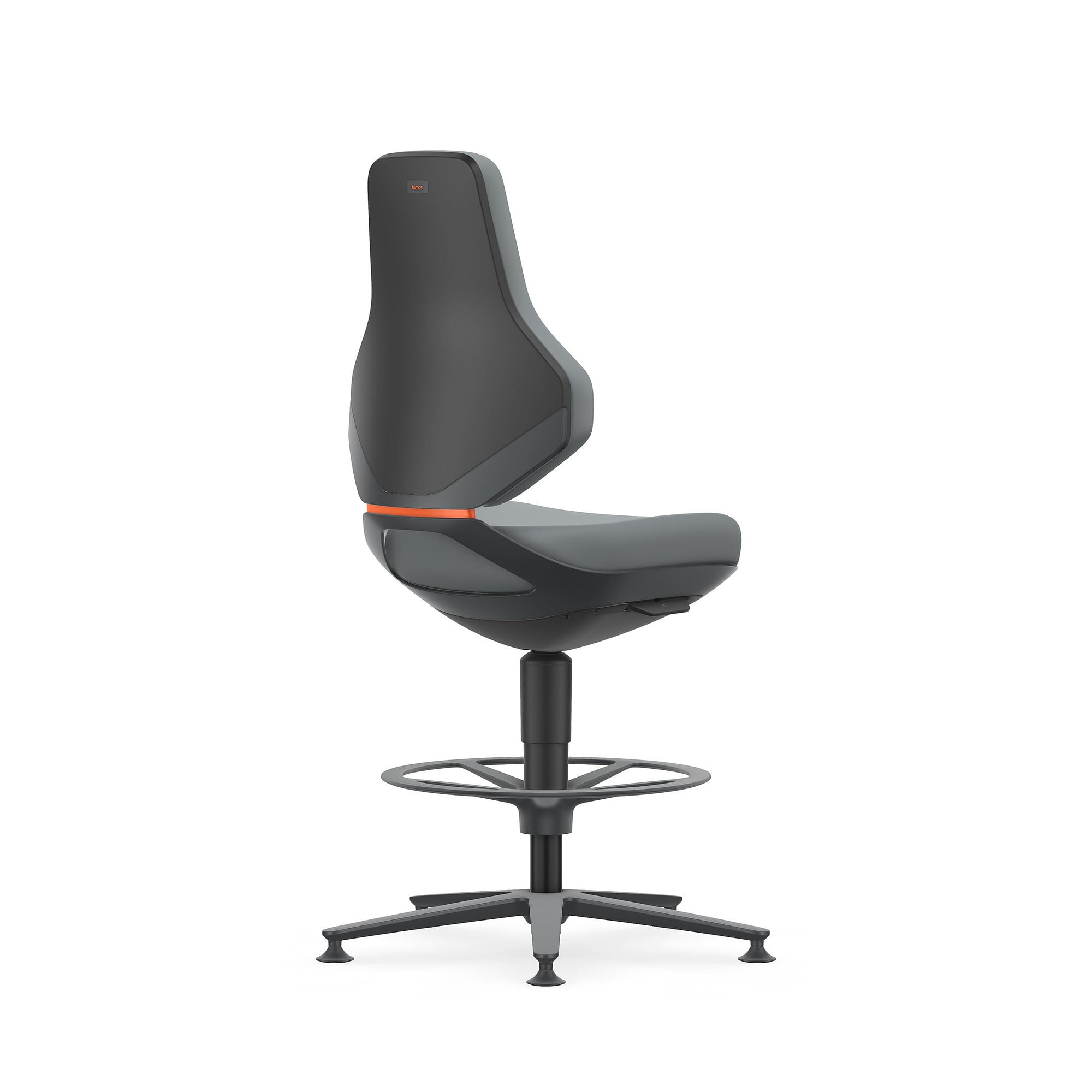 Siège de travail pivotant TEXON 3 avec patins et repose-pieds, Skintec gris, assise 570-810 mm - Bimos 9171-4002