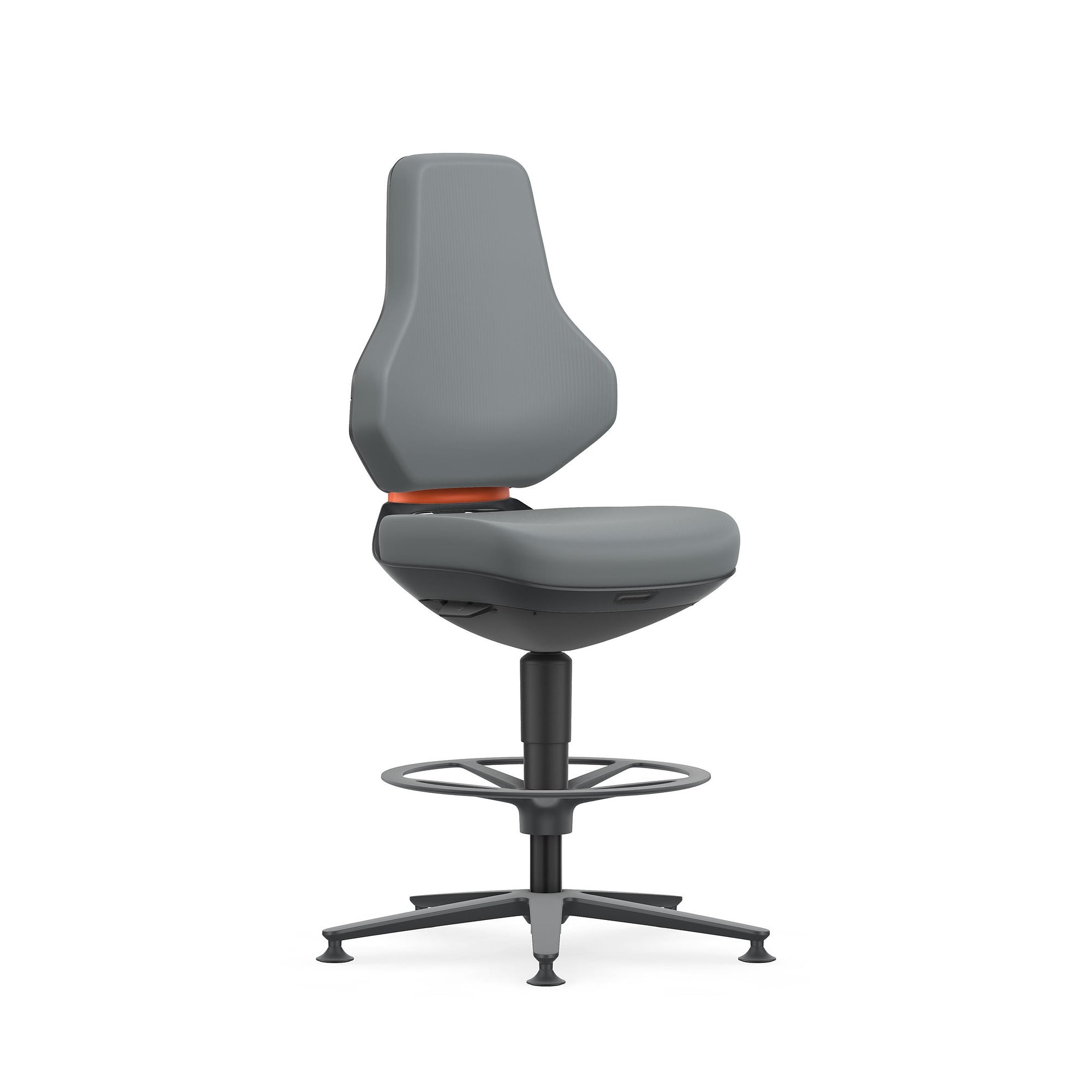 Siège de travail pivotant TEXON 3 avec patins et repose-pieds, Skintec gris, assise 570-810 mm - Bimos 9171-4002