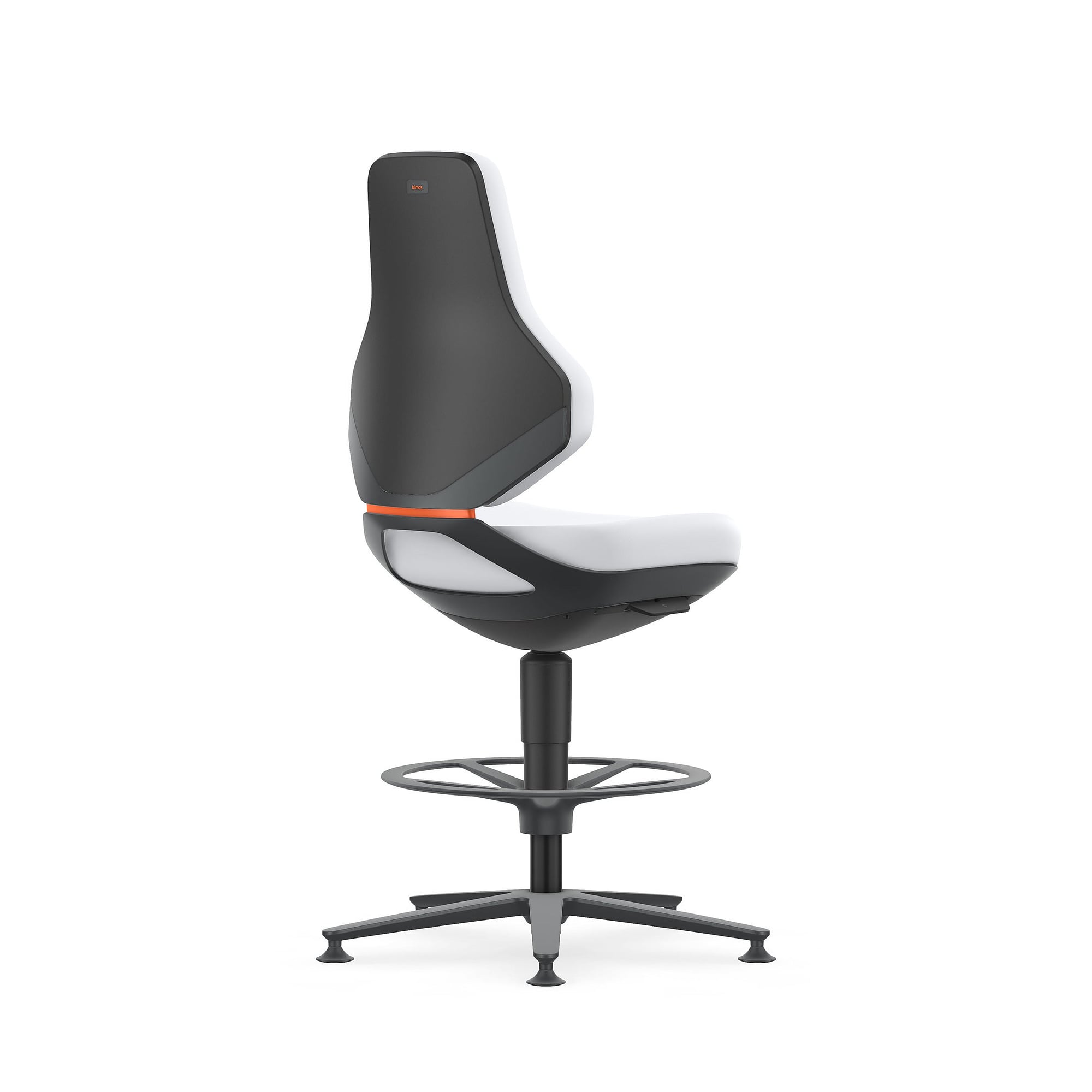 Task swivel chair TEXON 3 with glides and foot ring, Skintec offwhite, seat height 570-810 mm - Bimos 9171-4007