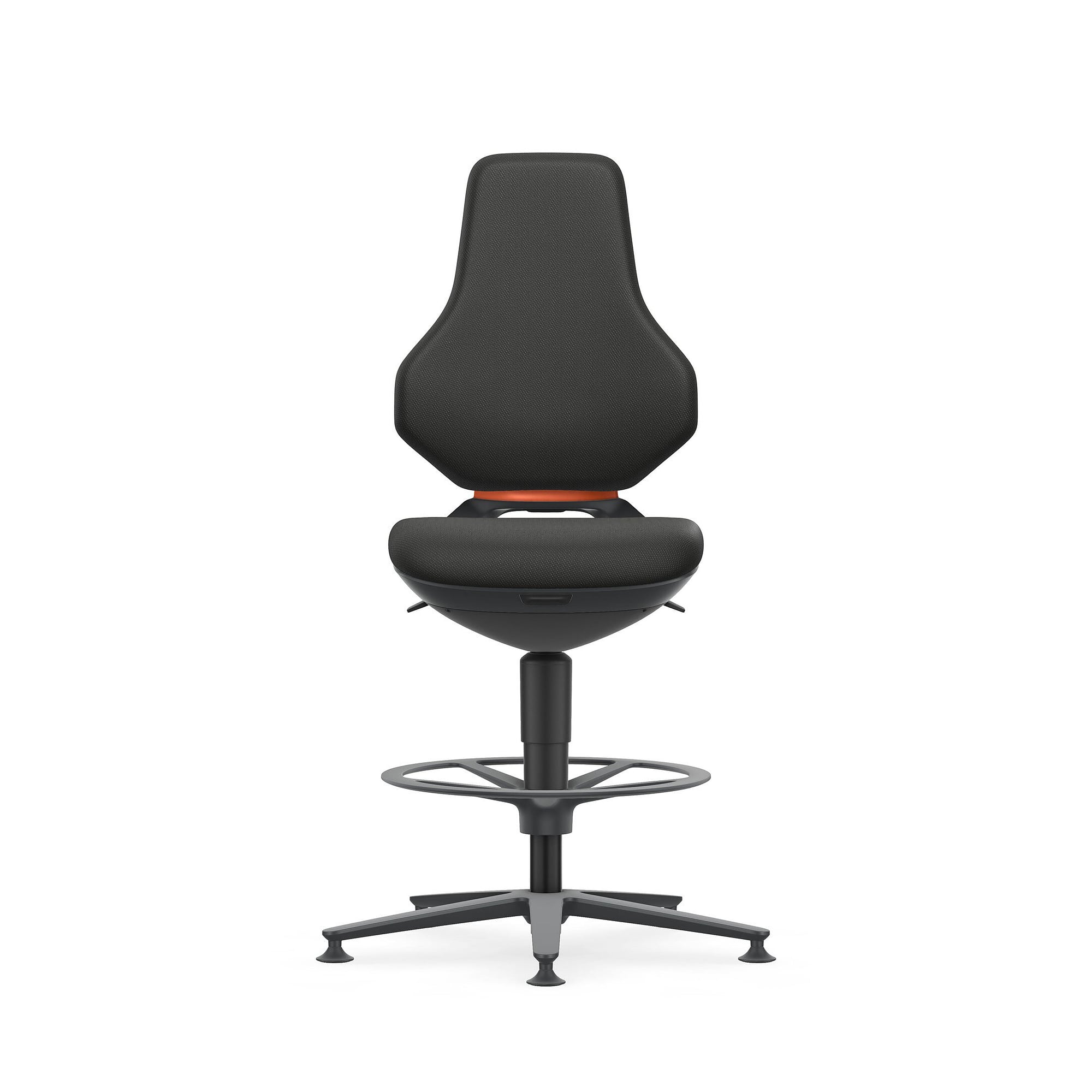 Arbeitsdrehstuhl TEXON 3 mit Gleiter und Fußring, Stoff Duotec schwarz, Sitzhöhe 570-810 mm - Bimos 9171-6801