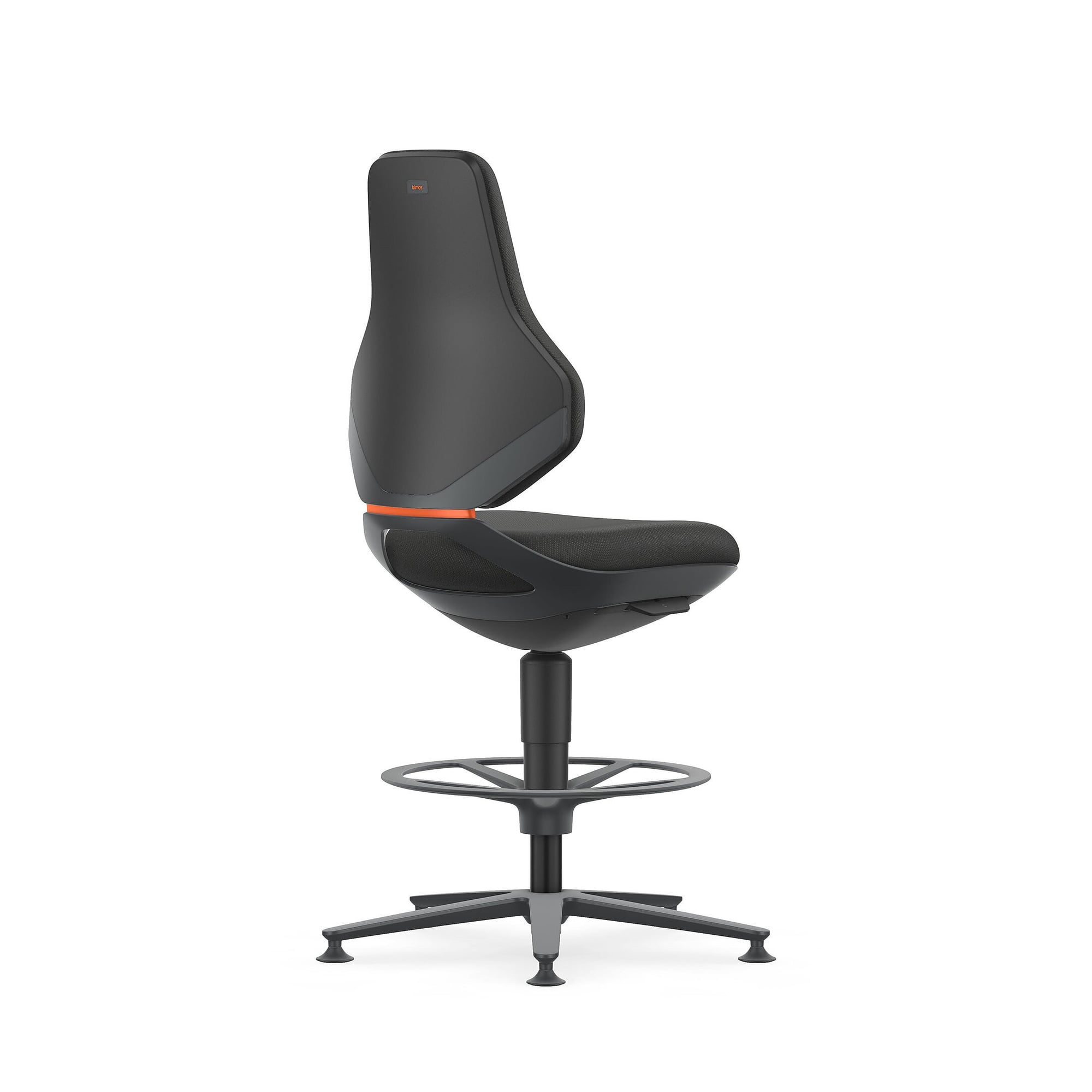 Arbeitsdrehstuhl TEXON 3 mit Gleiter und Fußring, Stoff Duotec schwarz, Sitzhöhe 570-810 mm - Bimos 9171-6801