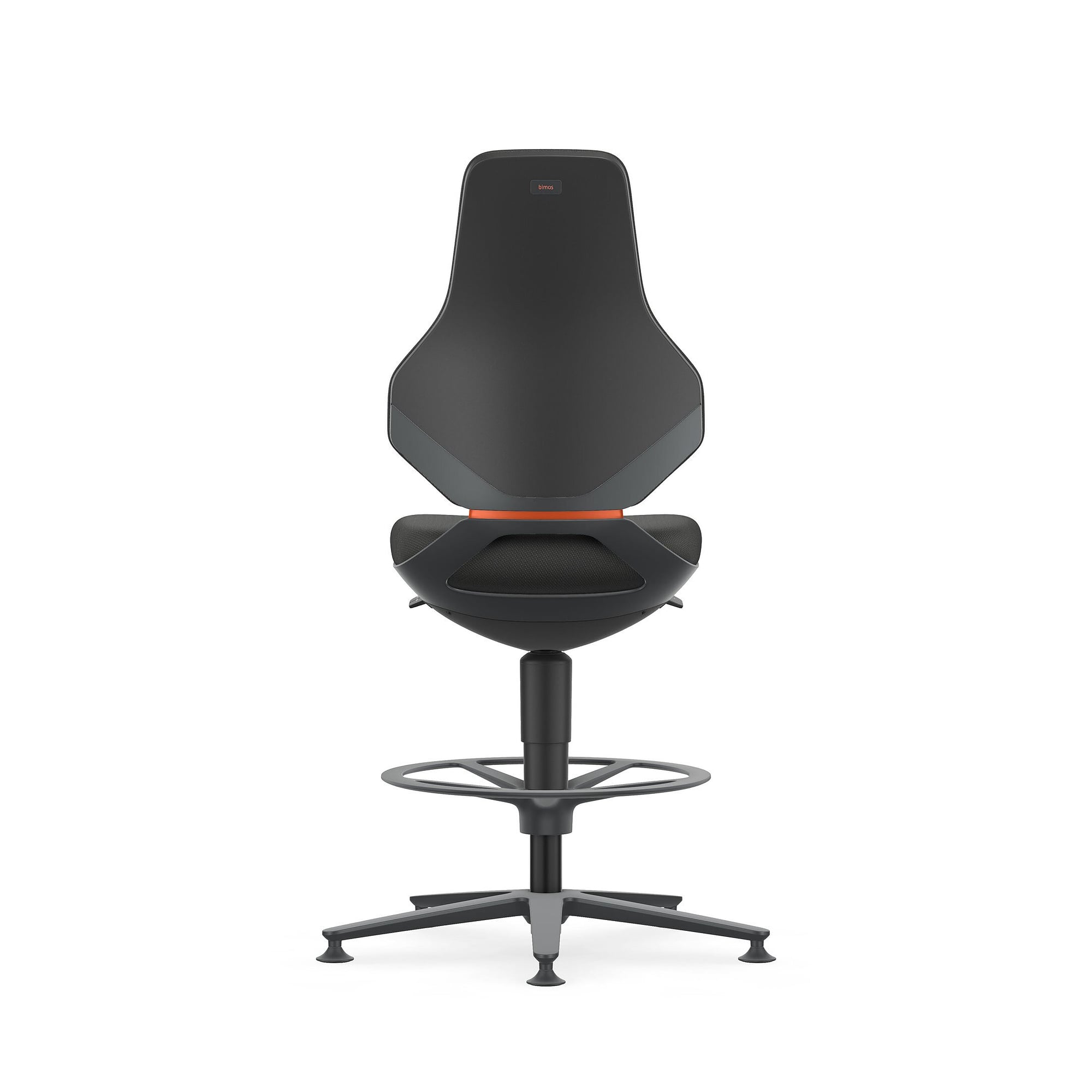 Arbeitsdrehstuhl TEXON 3 mit Gleiter und Fußring, Stoff Duotec schwarz, Sitzhöhe 570-810 mm - Bimos 9171-6801
