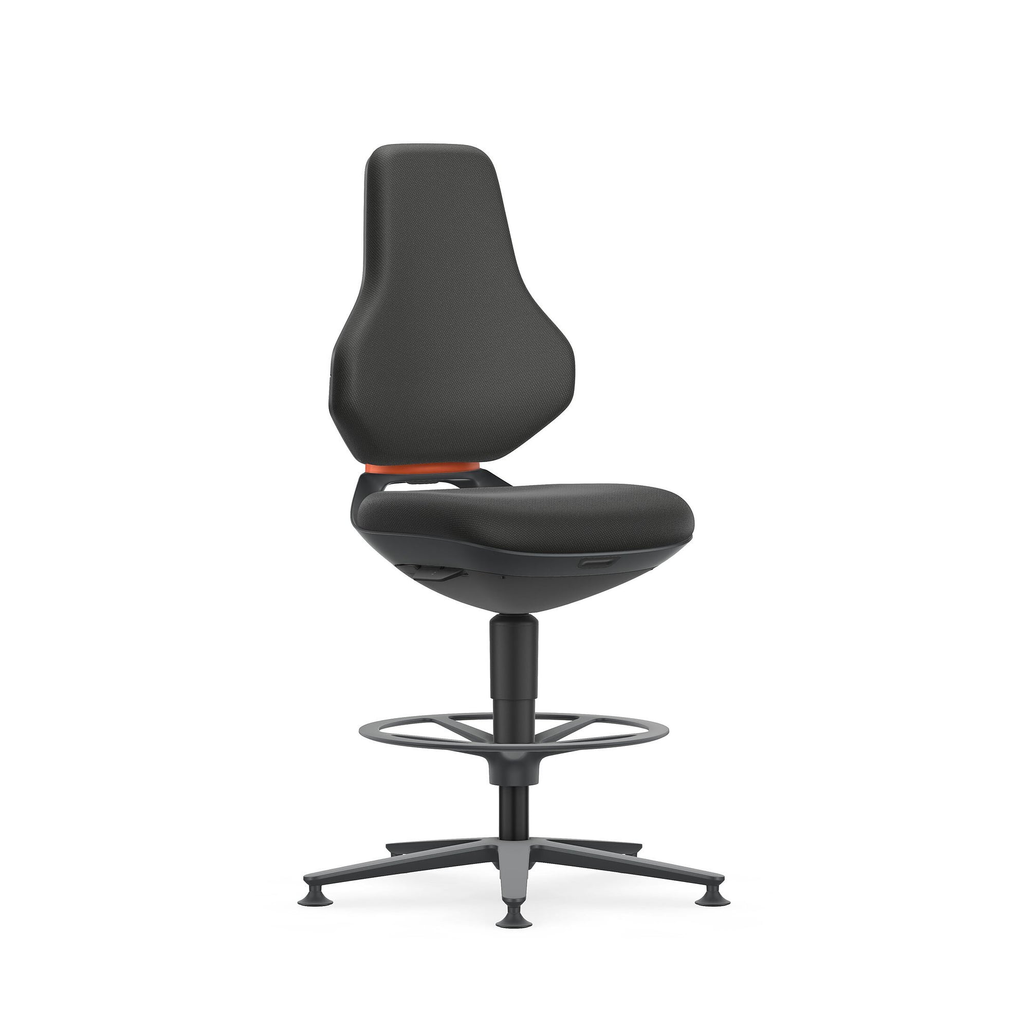 Arbeitsdrehstuhl TEXON 3 mit Gleiter und Fußring, Stoff Duotec schwarz, Sitzhöhe 570-810 mm - Bimos 9171-6801