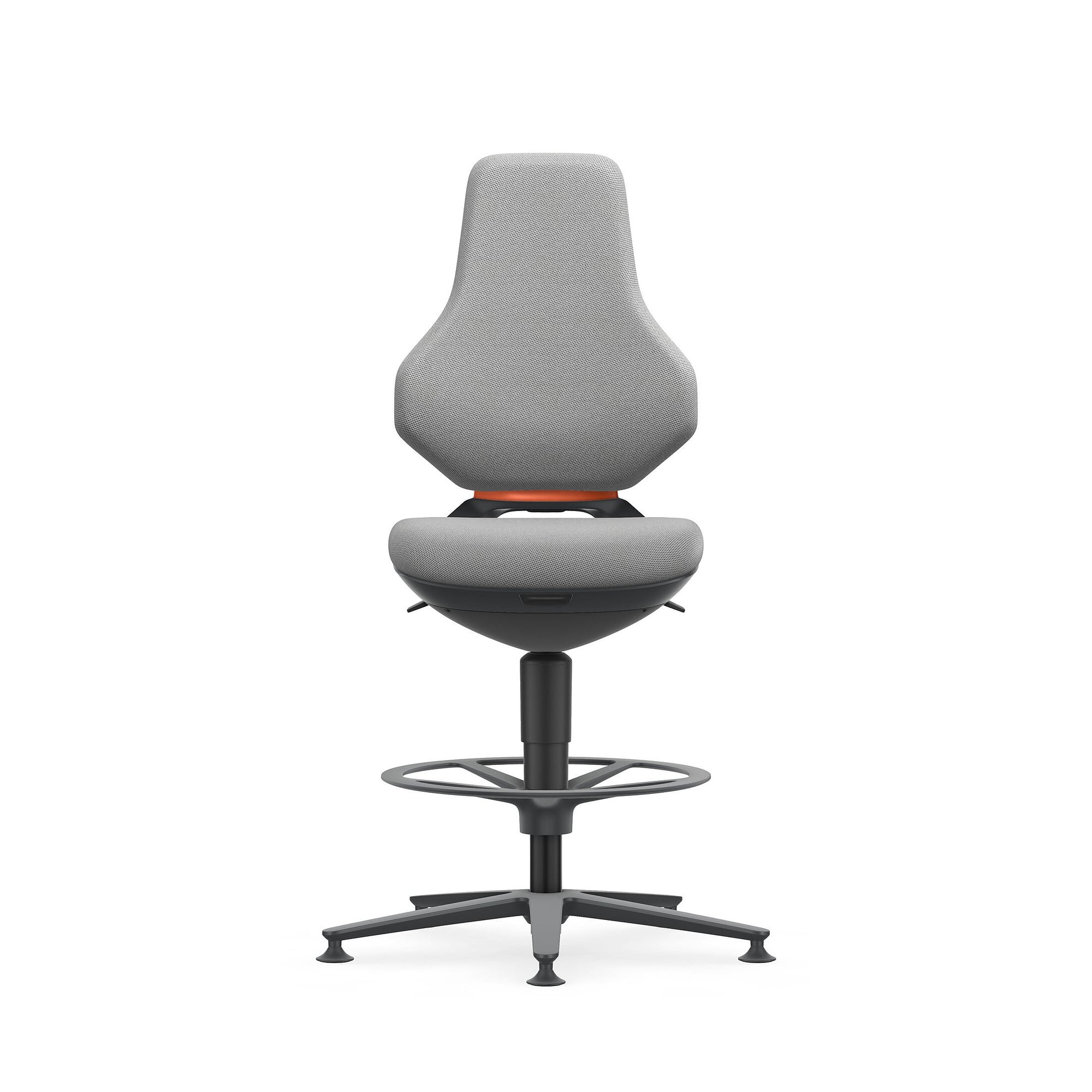 Siège de travail pivotant TEXON 3, patins et repose-pieds, tissu Duotec gris, assise 570-810 mm - Bimos 9171-6811