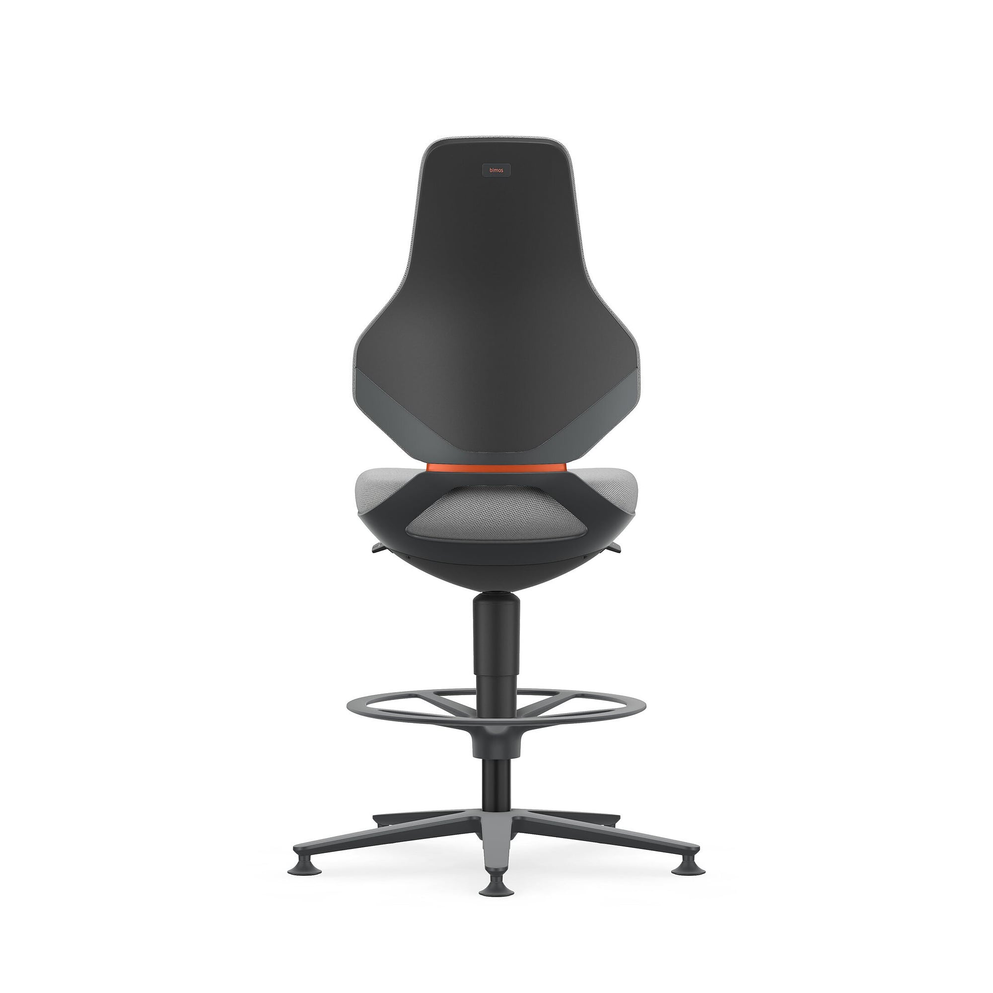 Arbeitsdrehstuhl TEXON 3 mit Gleiter und Fußring, Stoff Duotec grau, Sitzhöhe 570-810 mm - Bimos 9171-6811