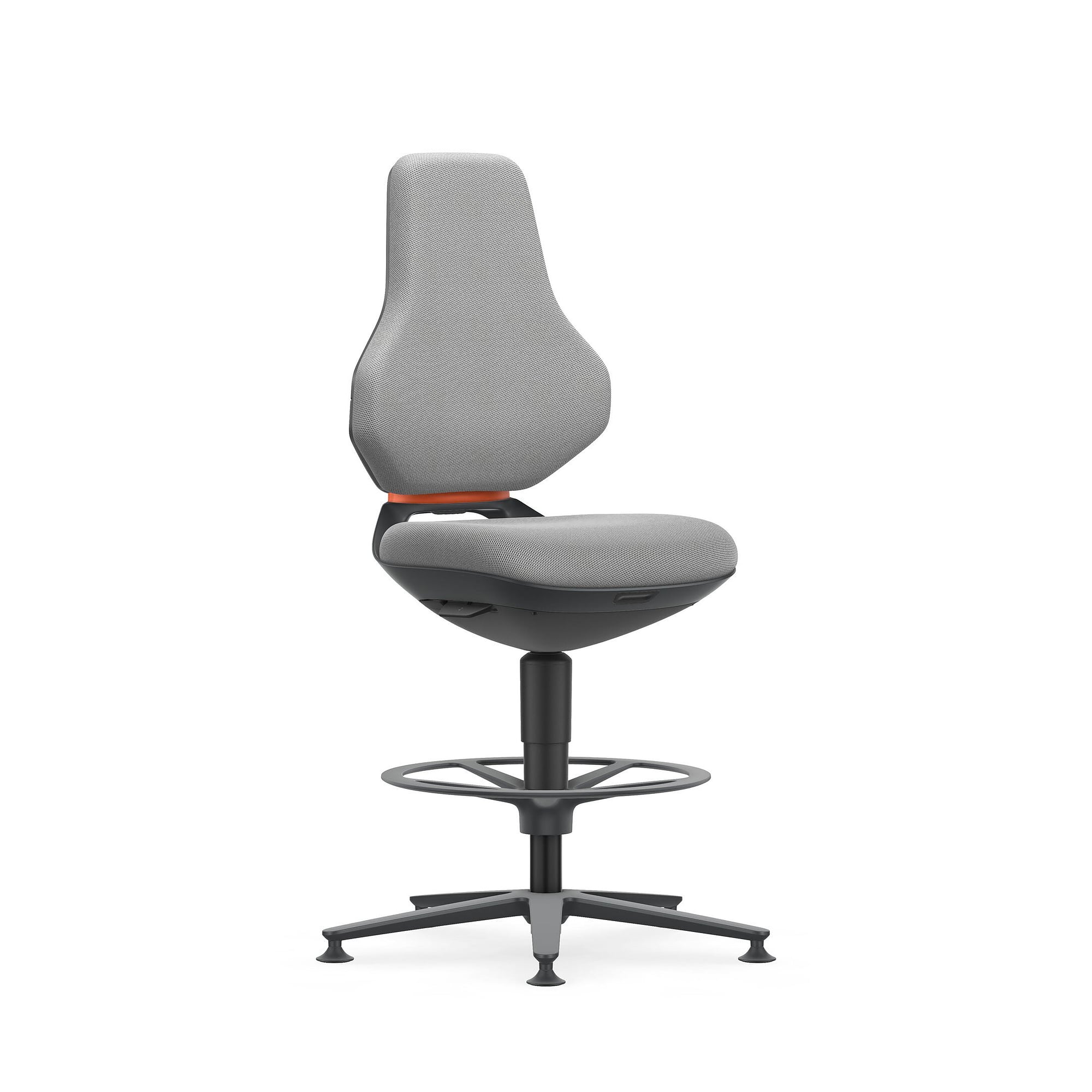 Arbeitsdrehstuhl TEXON 3 mit Gleiter und Fußring, Stoff Duotec grau, Sitzhöhe 570-810 mm - Bimos 9171-6811