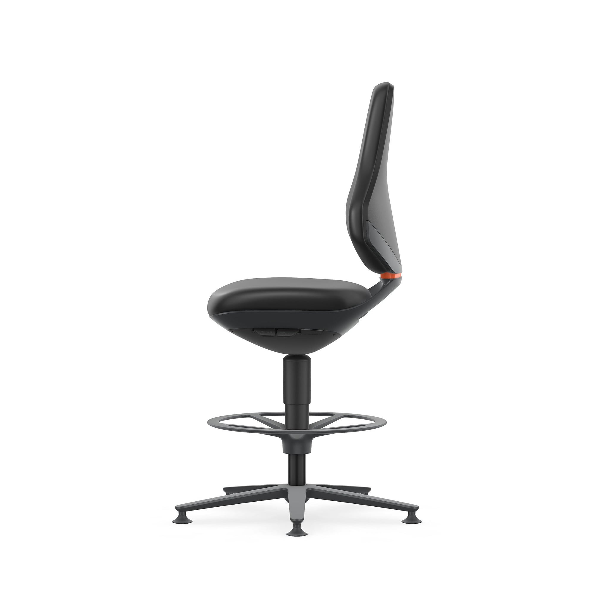 Arbeitsdrehstuhl TEXON 3 mit Gleiter und Fußring, Kunstleder Magic schwarz, Sitzhöhe 570-810 mm - Bimos 9171-MG01