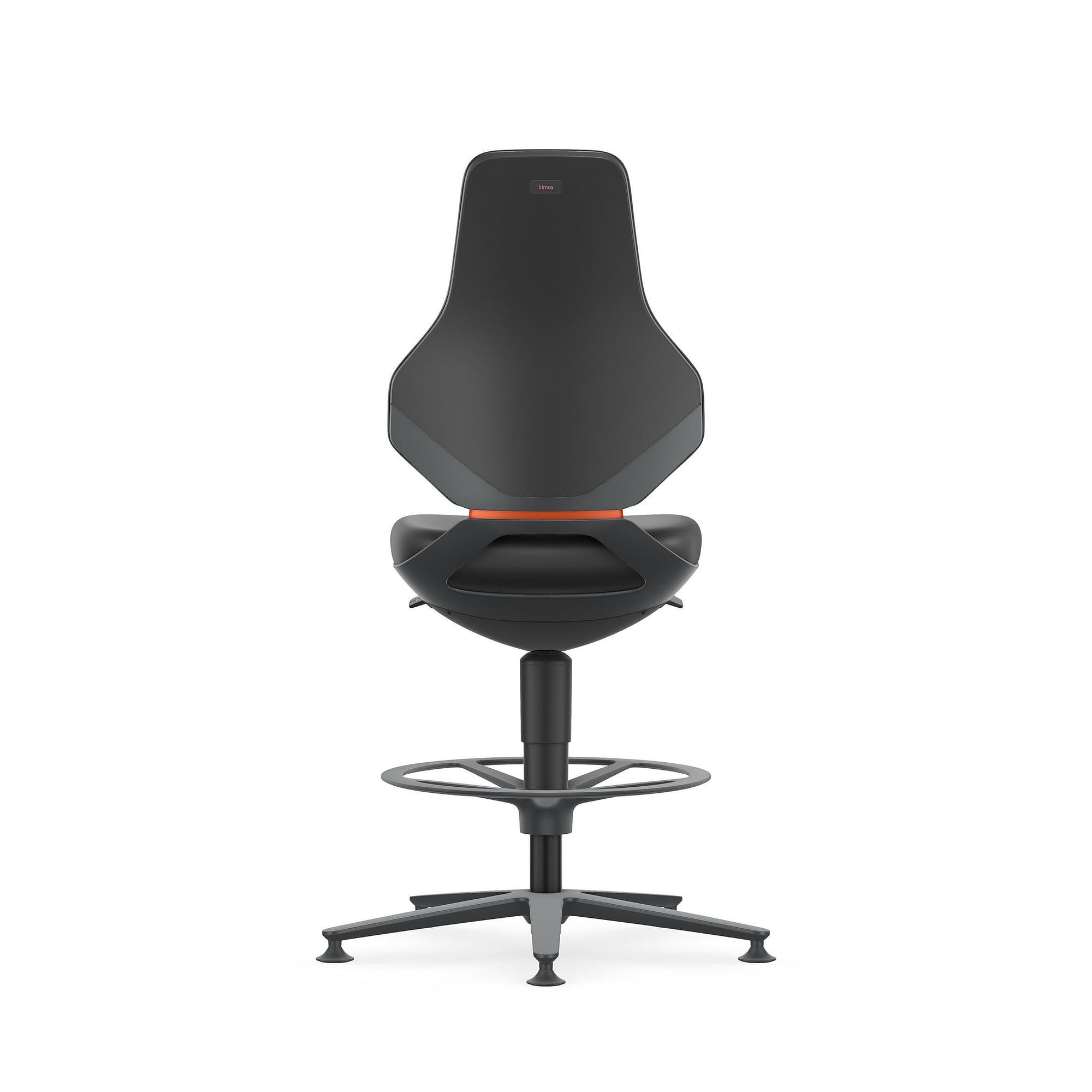 Arbeitsdrehstuhl TEXON 3 mit Gleiter und Fußring, Kunstleder Magic schwarz, Sitzhöhe 570-810 mm - Bimos 9171-MG01