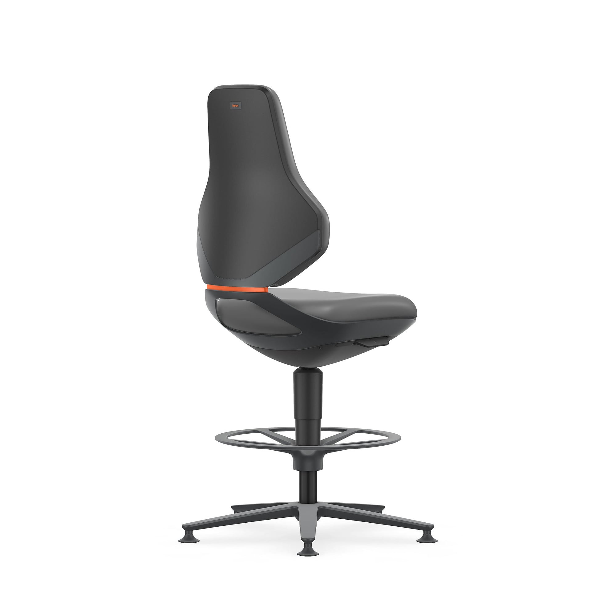 Arbeitsdrehstuhl TEXON 3 mit Gleiter und Fußring, Kunstleder Magic grau, Sitzhöhe 570-810 mm - Bimos 9171-MG11