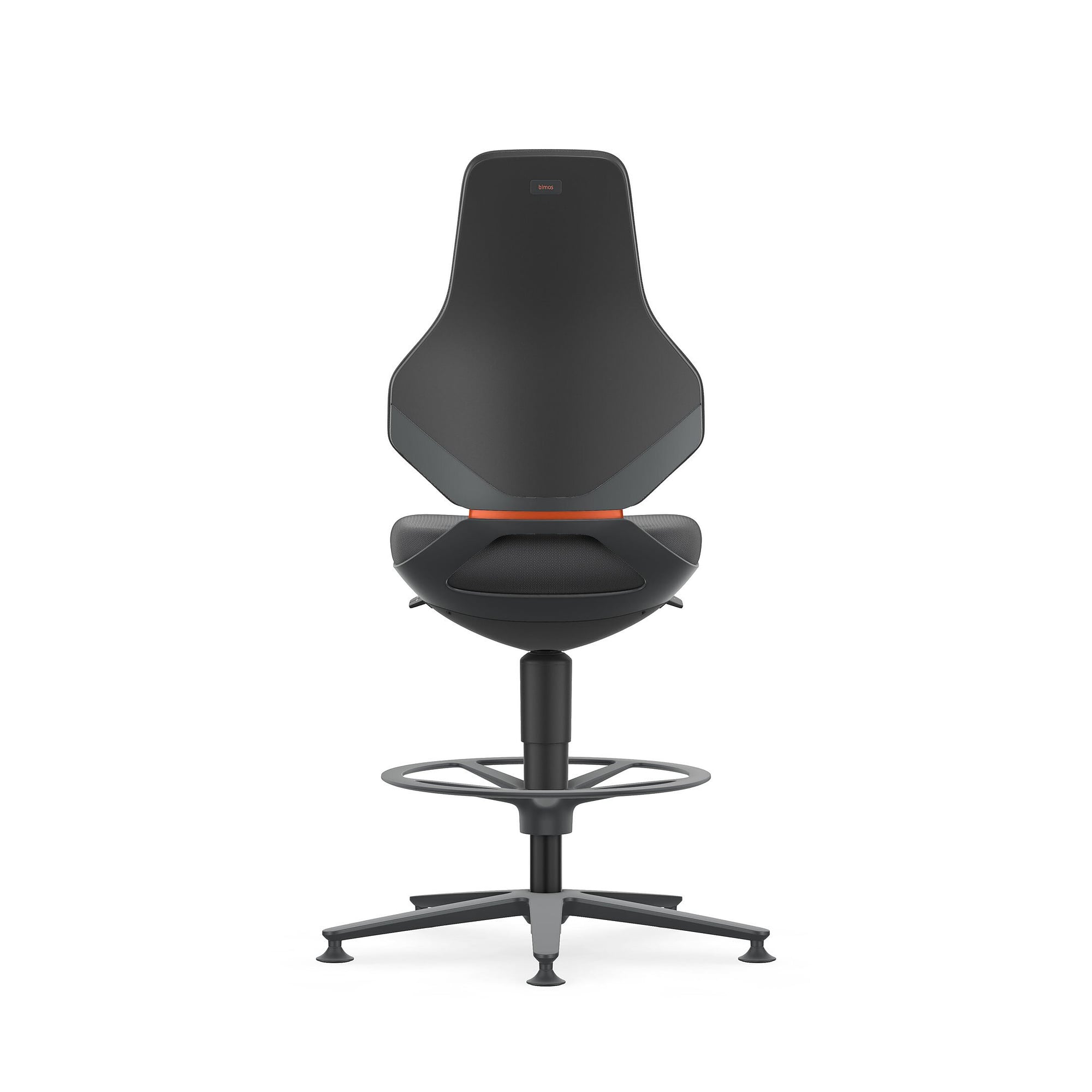 Arbeitsdrehstuhl TEXON 3 mit Gleiter und Fußring, Supertec schwarz, Sitzhöhe 570-810 mm - Bimos 9171-SP01
