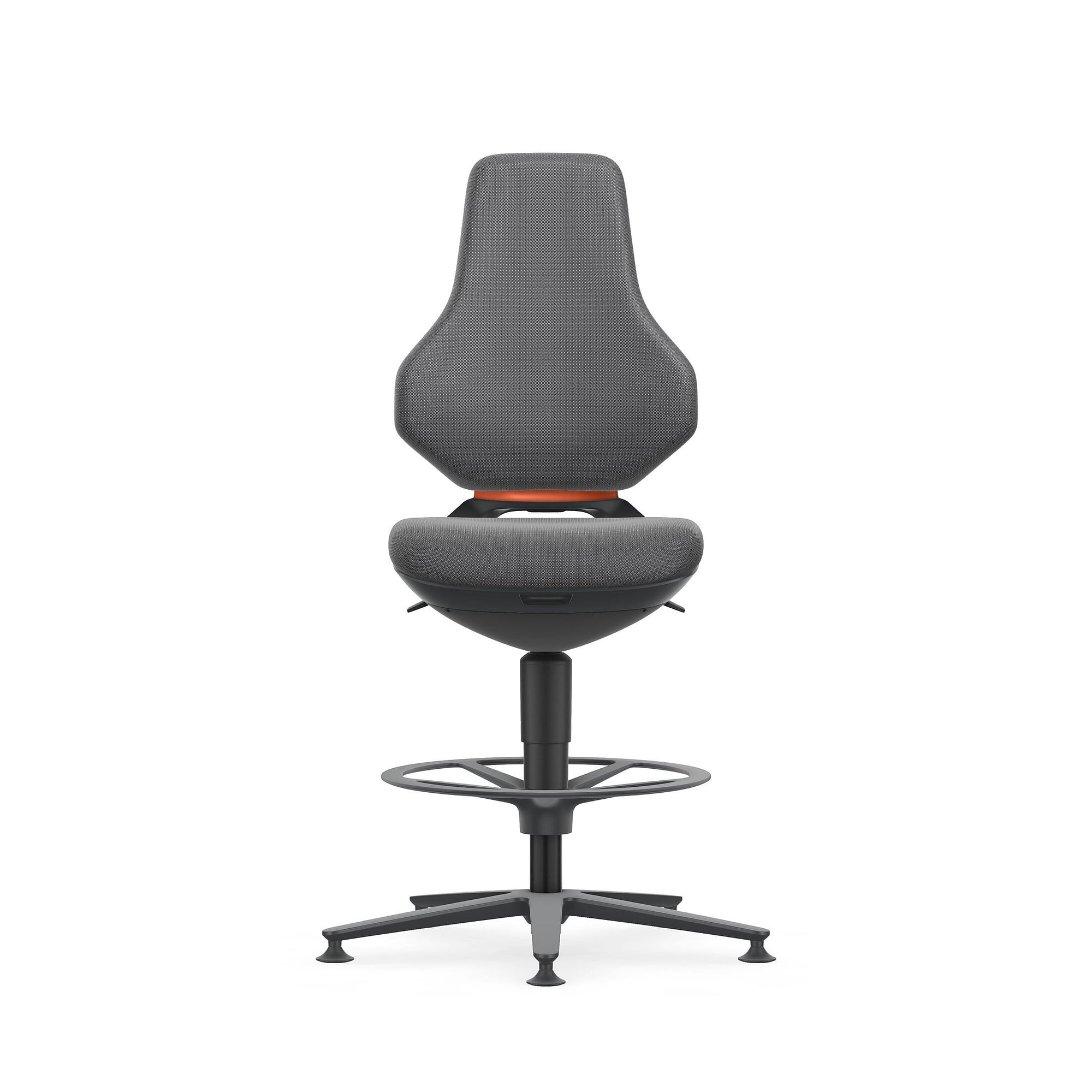 Siège de travail pivotant TEXON 3 avec patins et repose-pieds, Supertec gris, assise de 570 à 810 mm - Bimos 9171-SP11