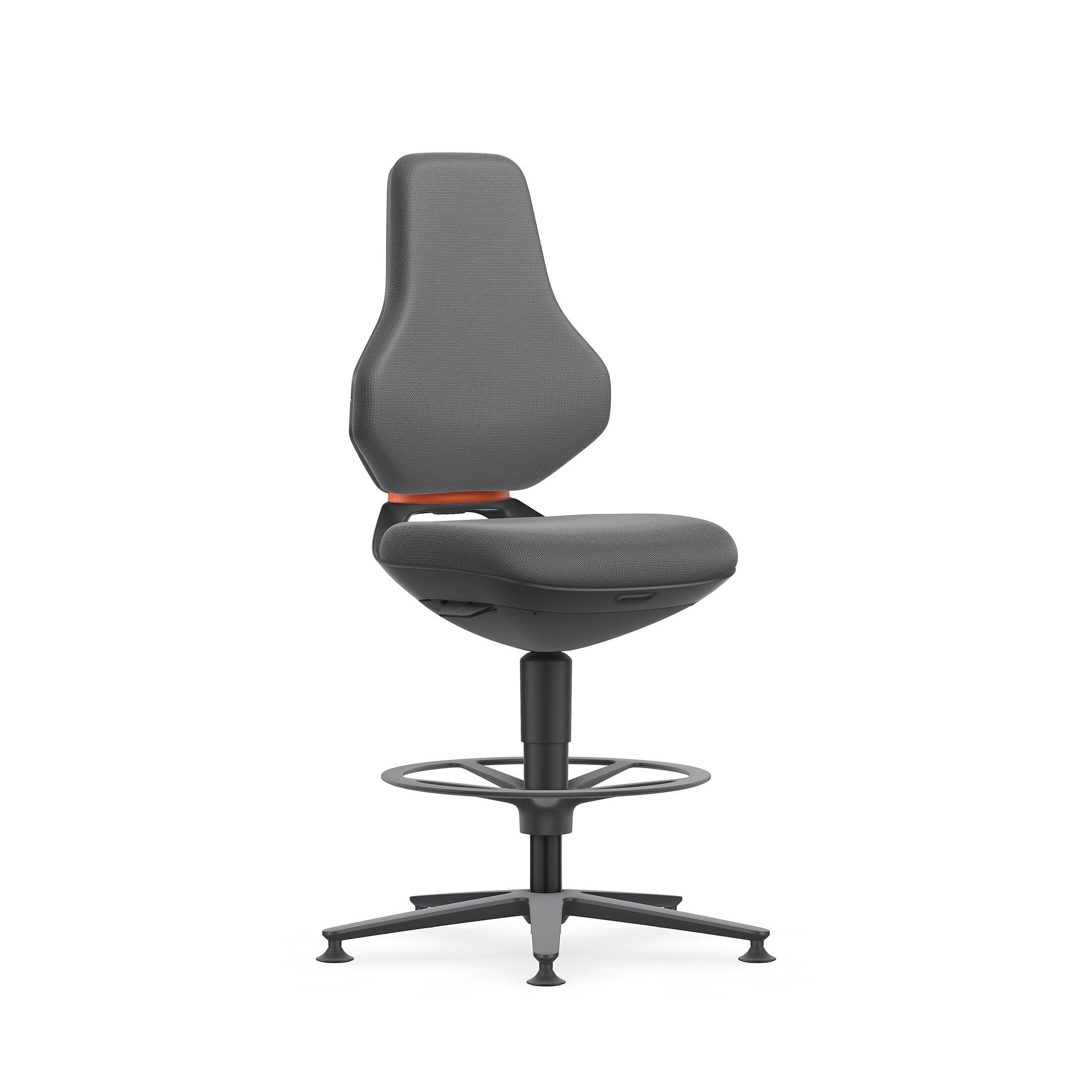 Task swivel chair TEXON 3 with glides and foot ring, Supertec grey, seat height 570-810 mm - Bimos 9171-SP11