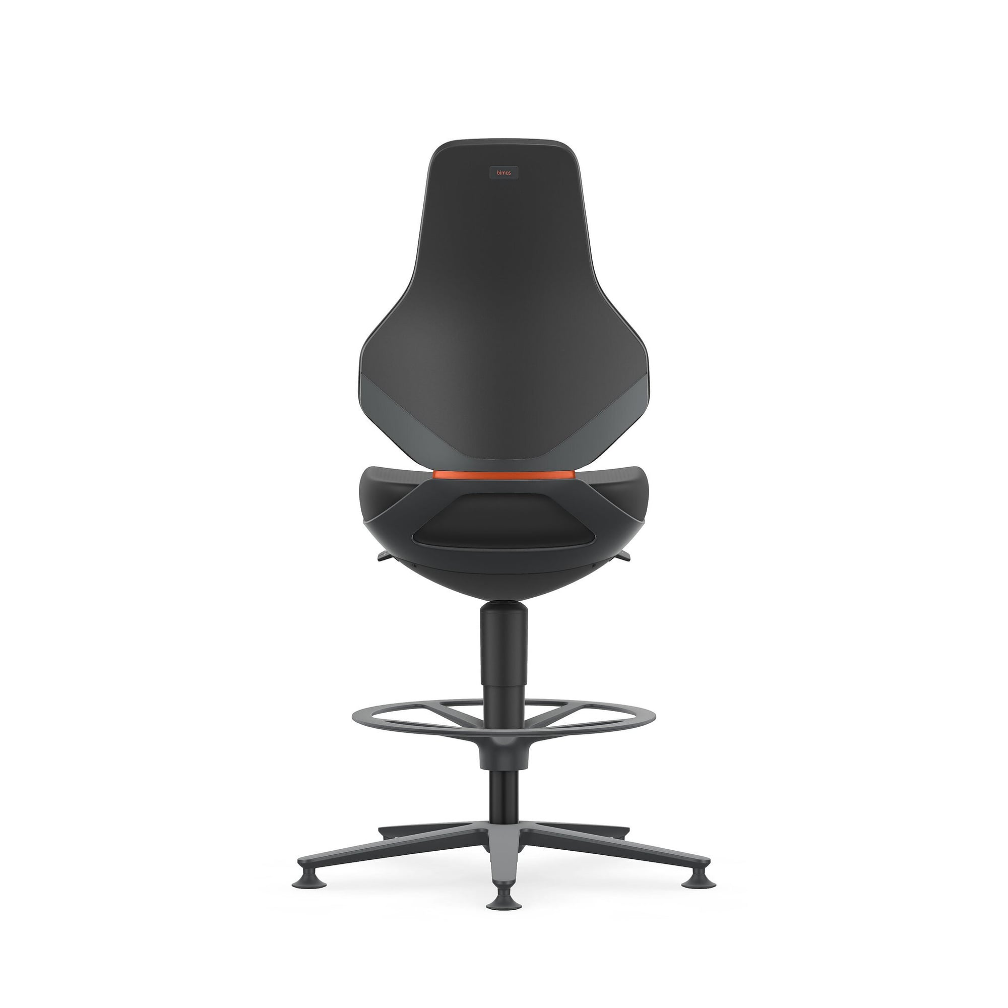 Siège de travail pivotant ESD TEXON 3, patins et repose-pieds, Skintec noir, assise 570-810 mm - Bimos 9171E-4000