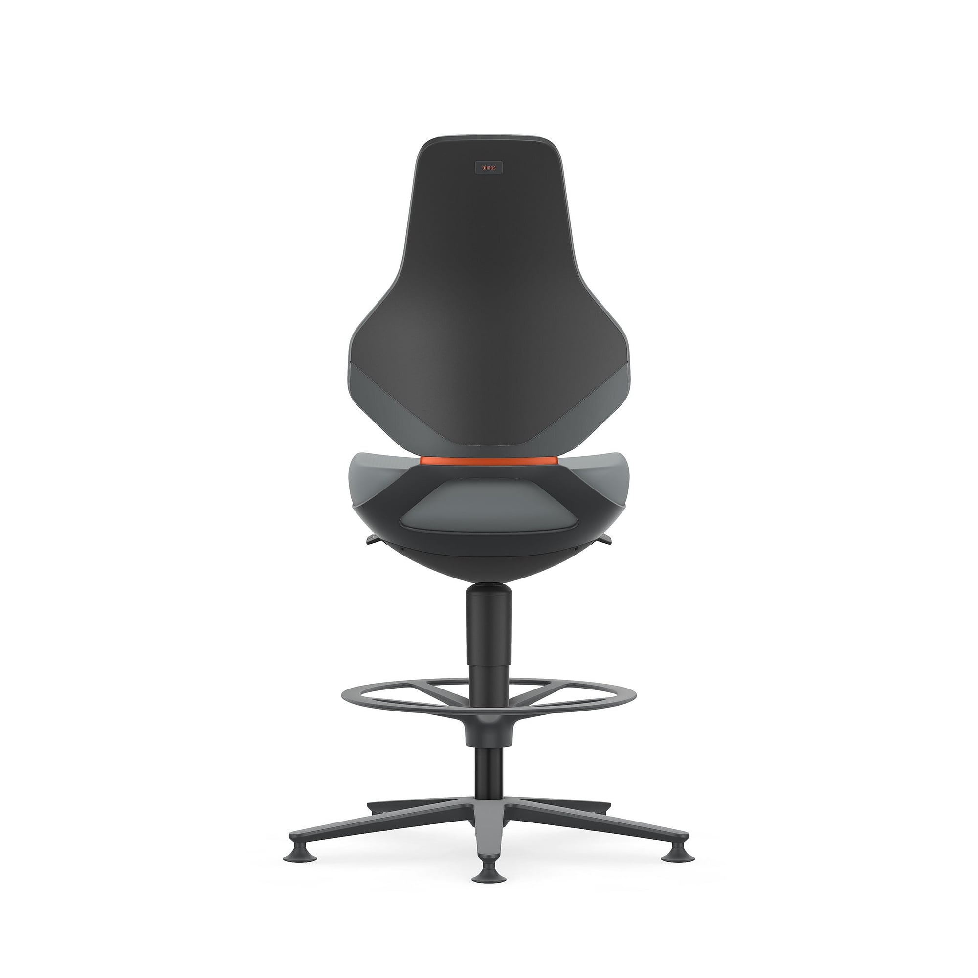 ESD task swivel chair TEXON 3 with glides and foot ring, Skintec grey, seat height 570-810 mm - Bimos 9171E-4002