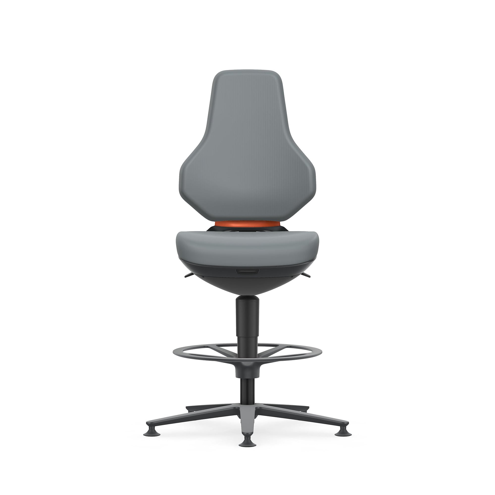 ESD task swivel chair TEXON 3 with glides and foot ring, Skintec grey, seat height 570-810 mm - Bimos 9171E-4002