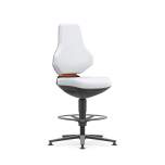 Siège de travail pivotant ESD TEXON 3, patins et repose-pieds, Skintec blanc cassé, assise 570-810 mm - Bimos 9171E-4007