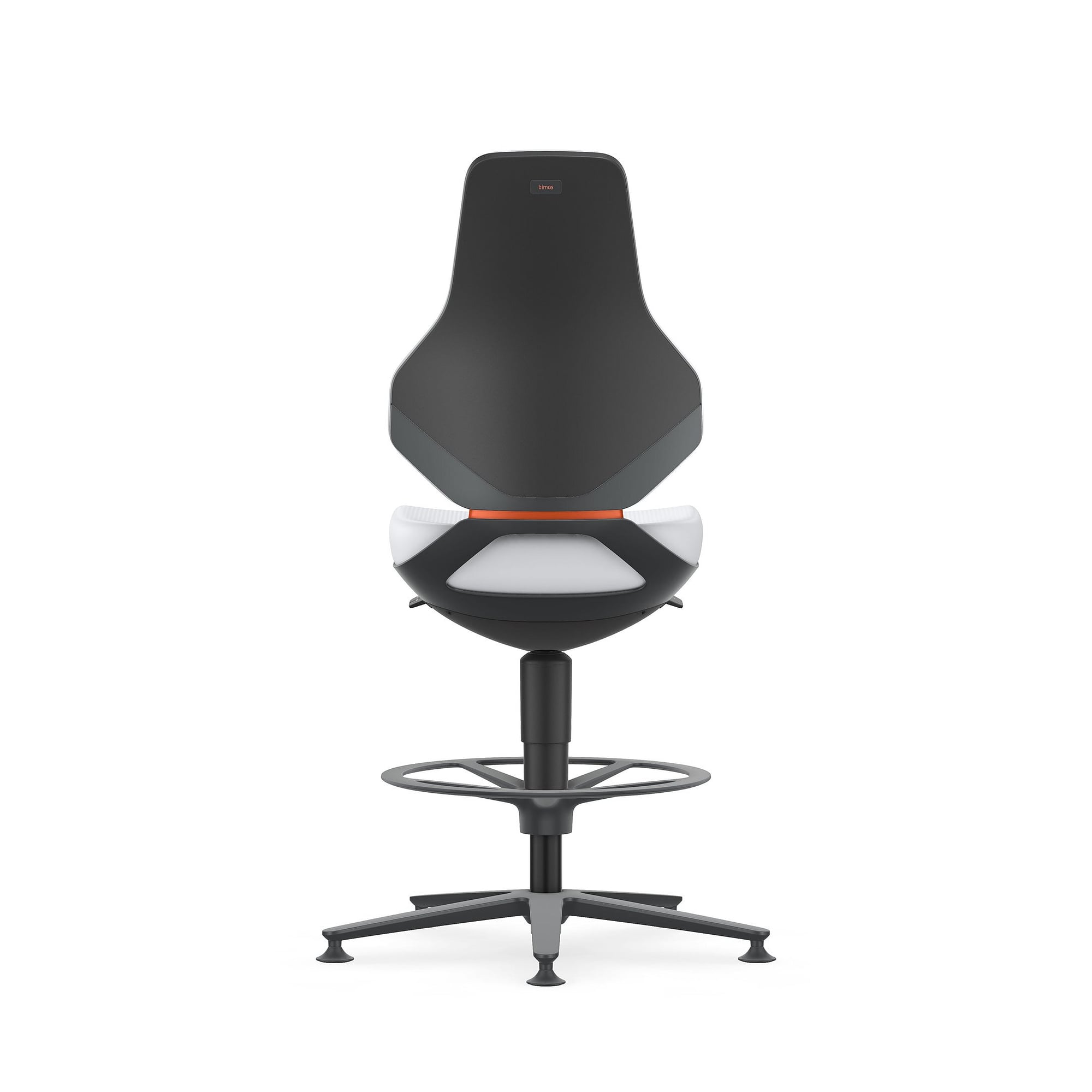 ESD task swivel chair TEXON 3 with glides and foot ring, Skintec offwhite, seat height 570-810 mm - Bimos 9171E-4007