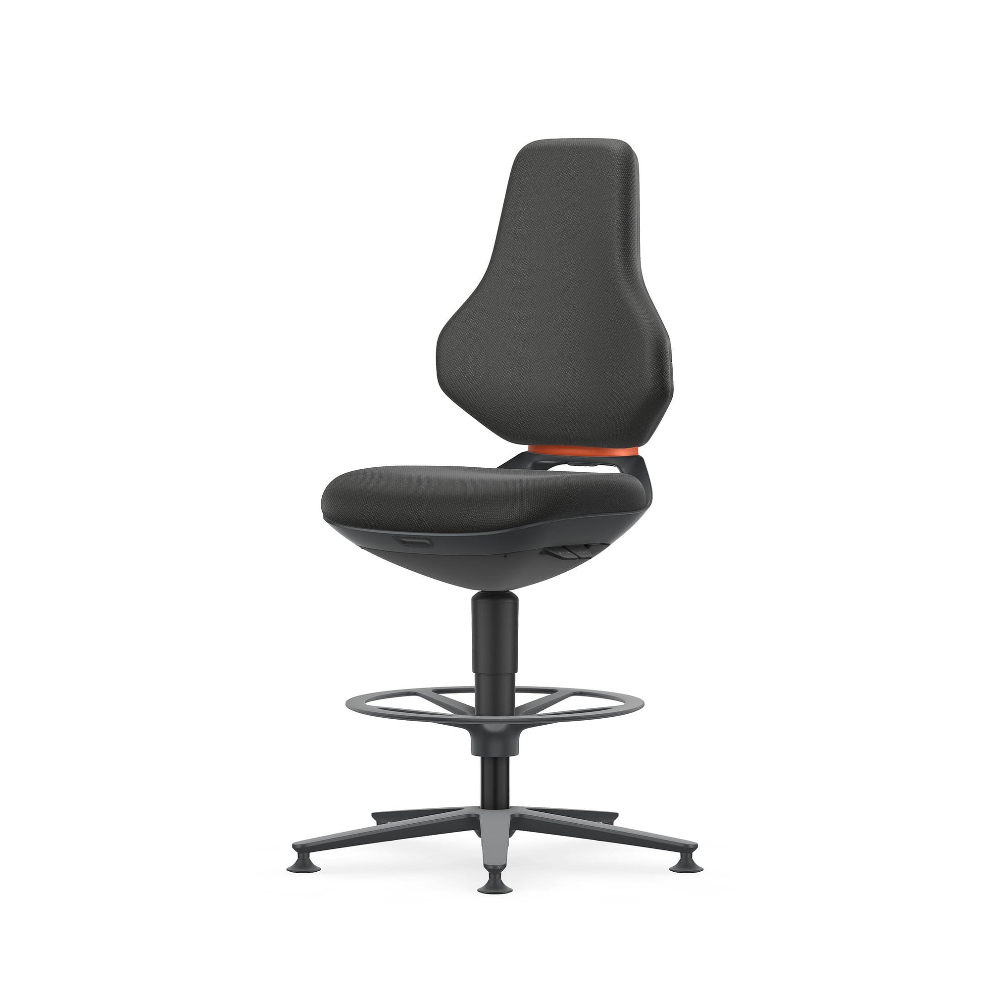 Siège de travail pivotant ESD TEXON 3, patins et repose-pieds, tissu Duotec noir, assise 570-810 mm - Bimos 9171E-9801