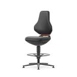 ESD task swivel chair TEXON 3, glides and foot ring, Magic synthetic leather black, 570-810 mm - Bimos 9171E-MG01