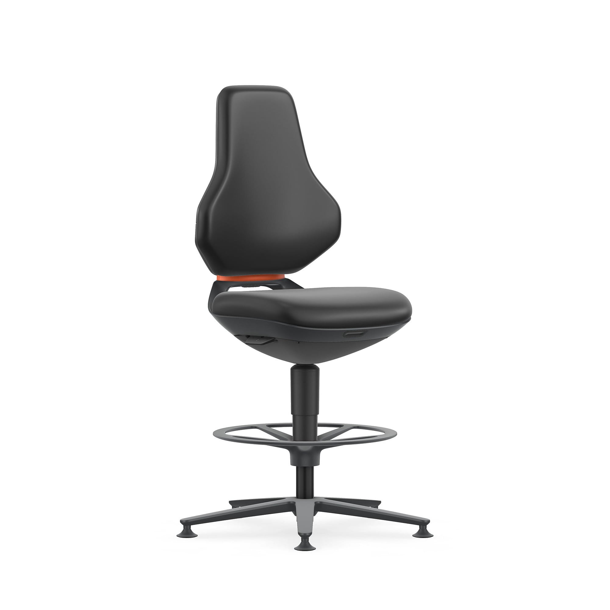 ESD-Arbeitsdrehstuhl TEXON 3 mit Gleiter und Fußring, Kunstleder Magic schwarz, Sitzhöhe 570-810 mm - Bimos 9171E-MG01
