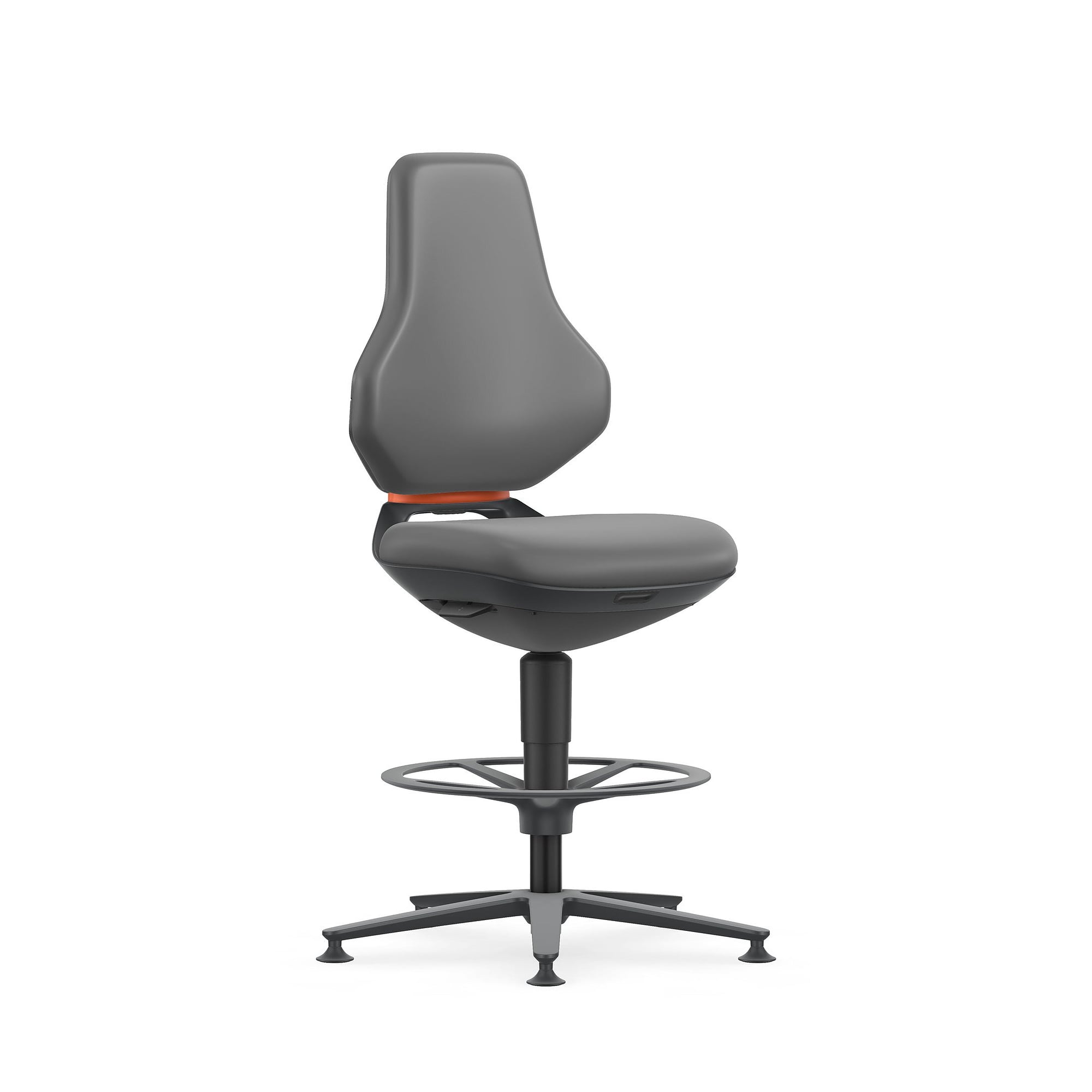 ESD-Arbeitsdrehstuhl TEXON 3 mit Gleiter und Fußring, Kunstleder Magic grau, Sitzhöhe 570-810 mm - Bimos 9171E-MG11