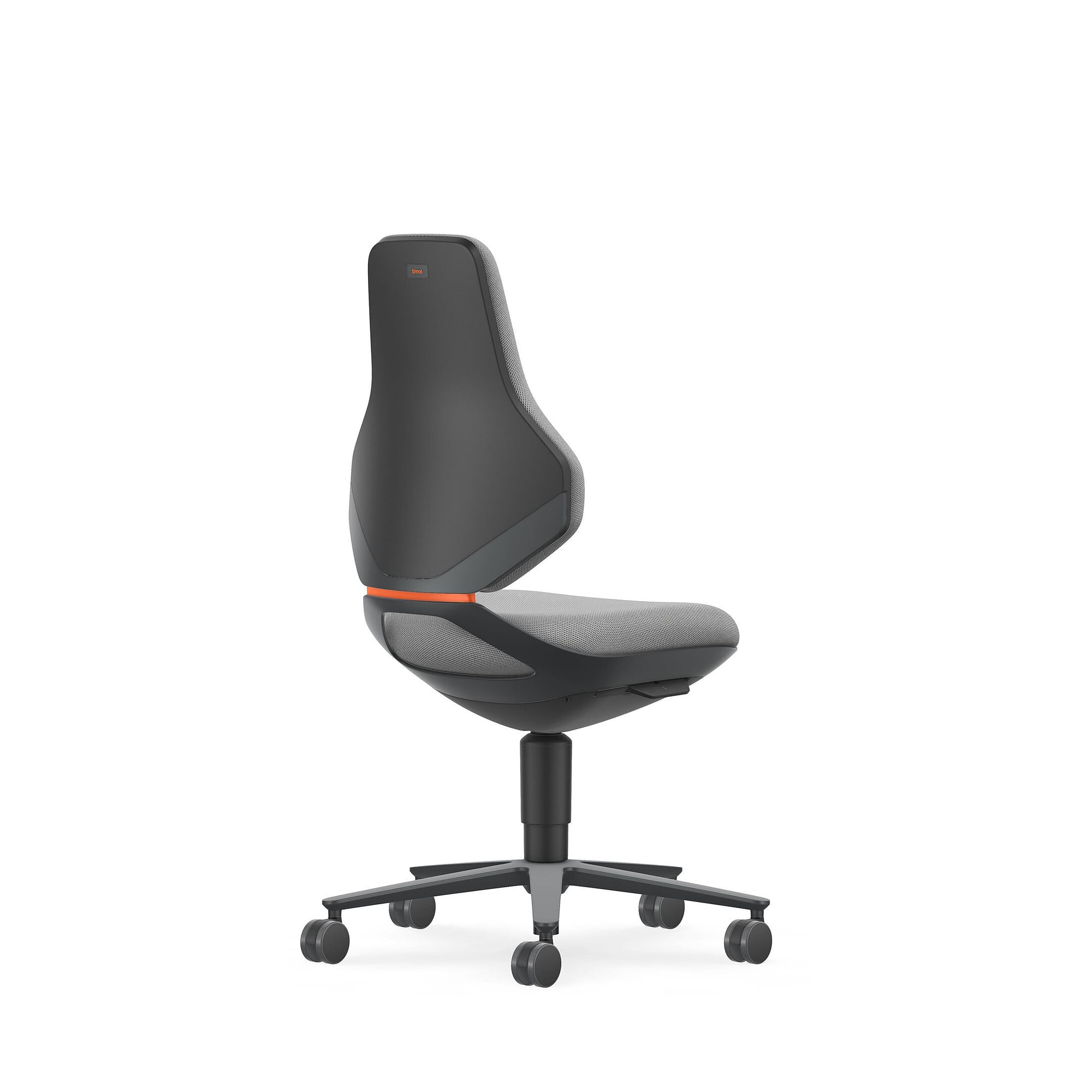 Arbeitsdrehstuhl TEXON 2 mit Rollen, Stoff Duotec grau, Sitzhöhe 450 bis 620 mm - Bimos 9173-6811
