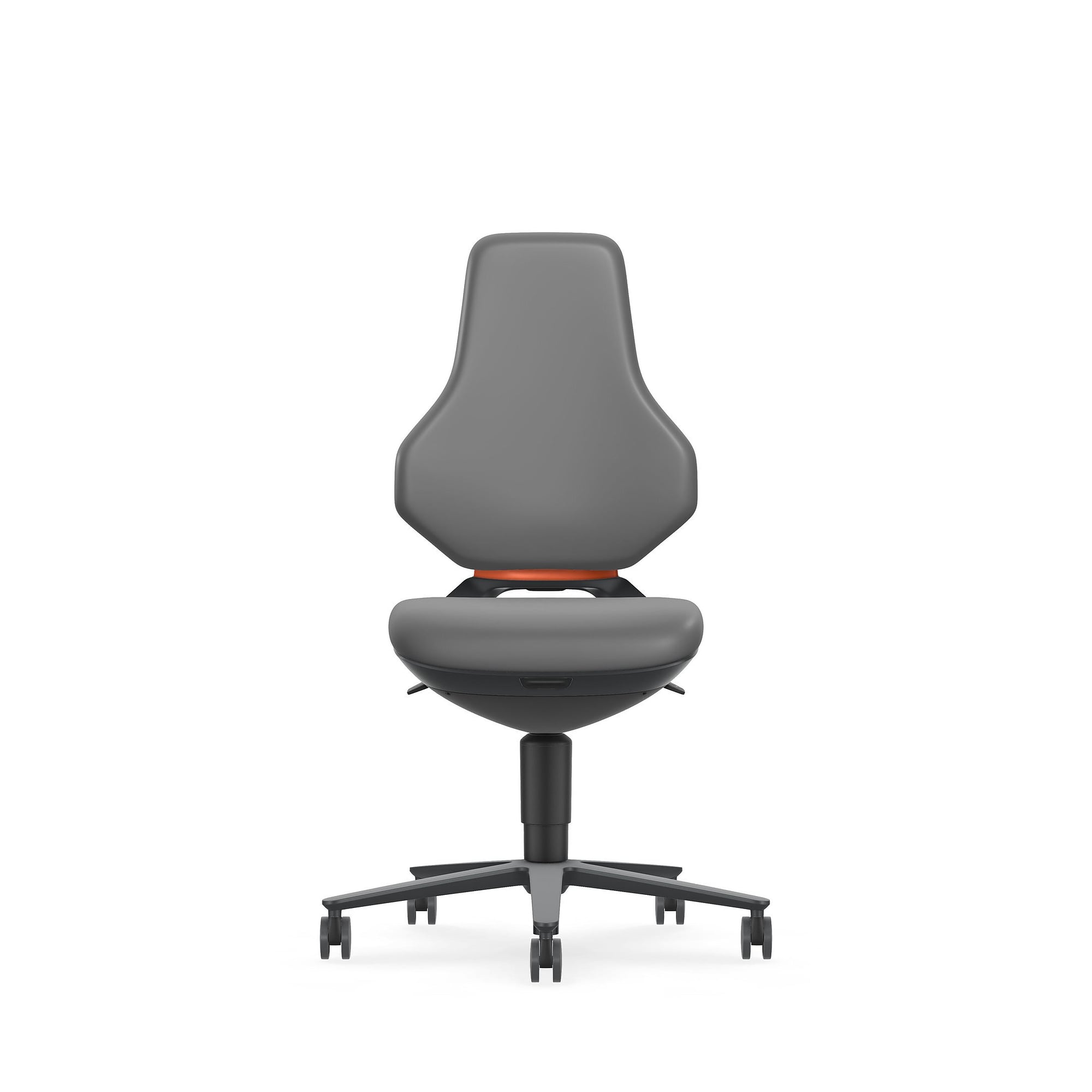 Siège de travail pivotant TEXON 2 à roulettes, similicuir Magic gris, hauteur 450 à 620 mm - Bimos 9173-MG11