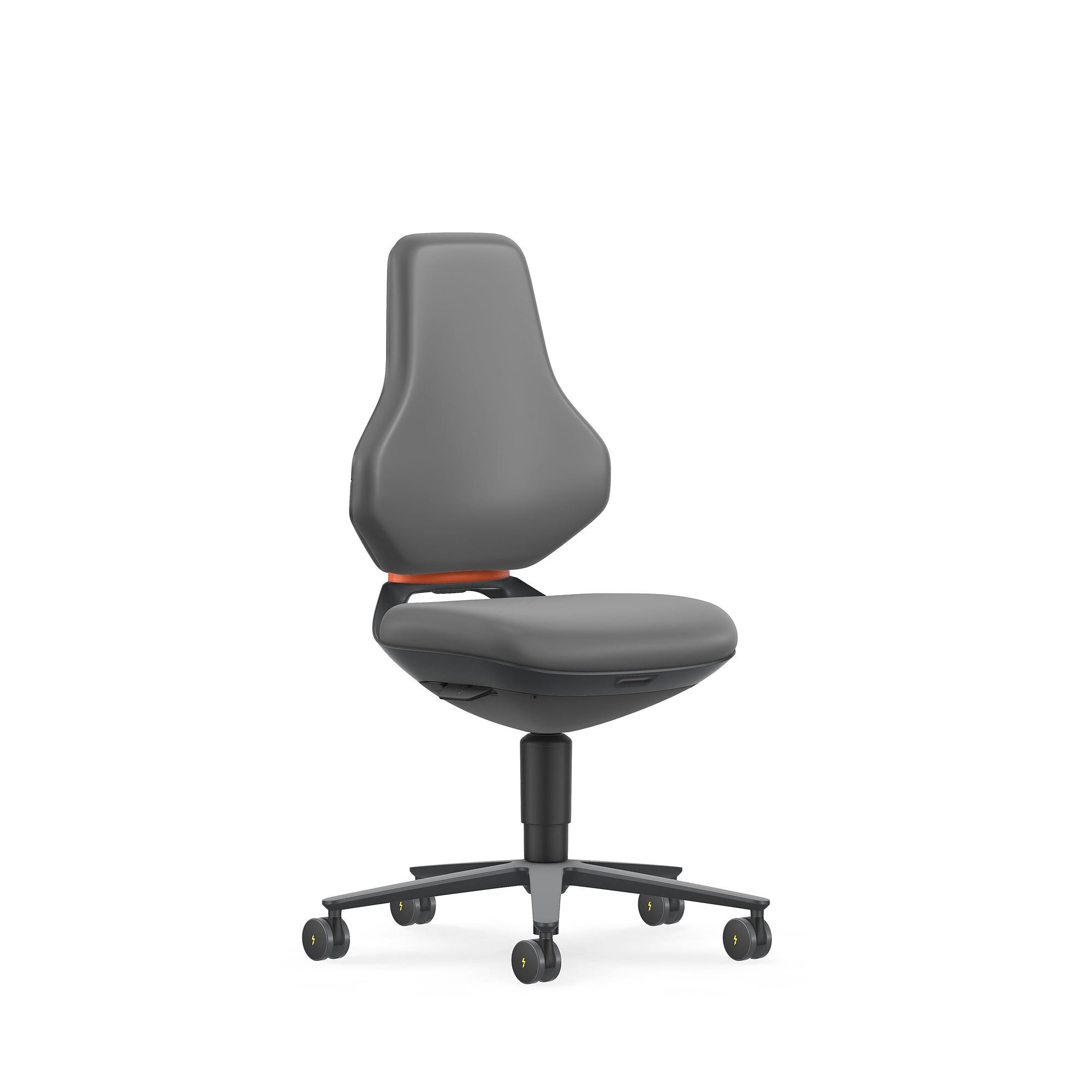 ESD task swivel chair TEXON 2 with castors, seat 450-620 mm, Magic faux leather gray - Bimos 9173E-MG11