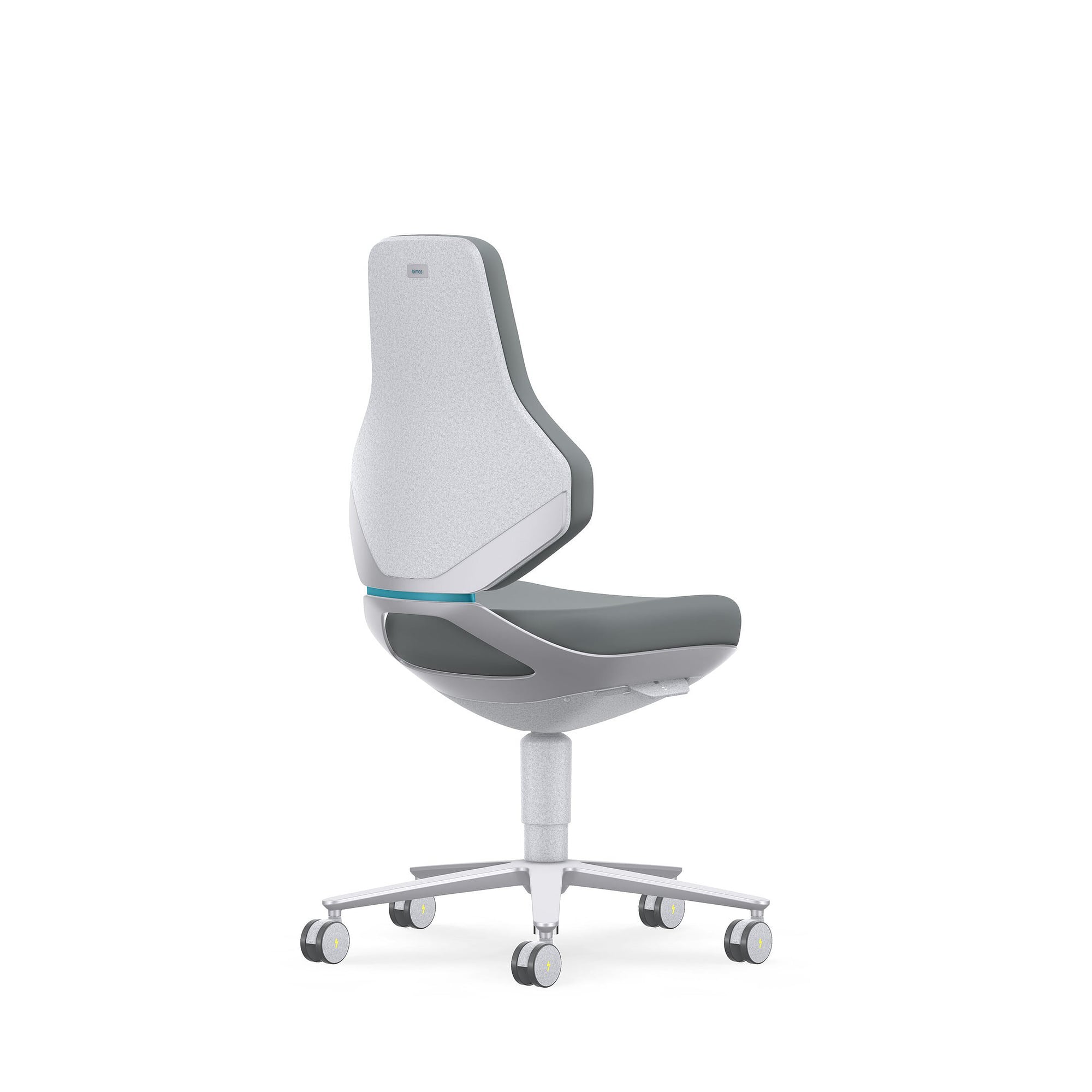 Cleanroom ESD task swivel chair TEXON 2 with castors, ISO class 3, Skintec gray - Bimos 9173R-4002